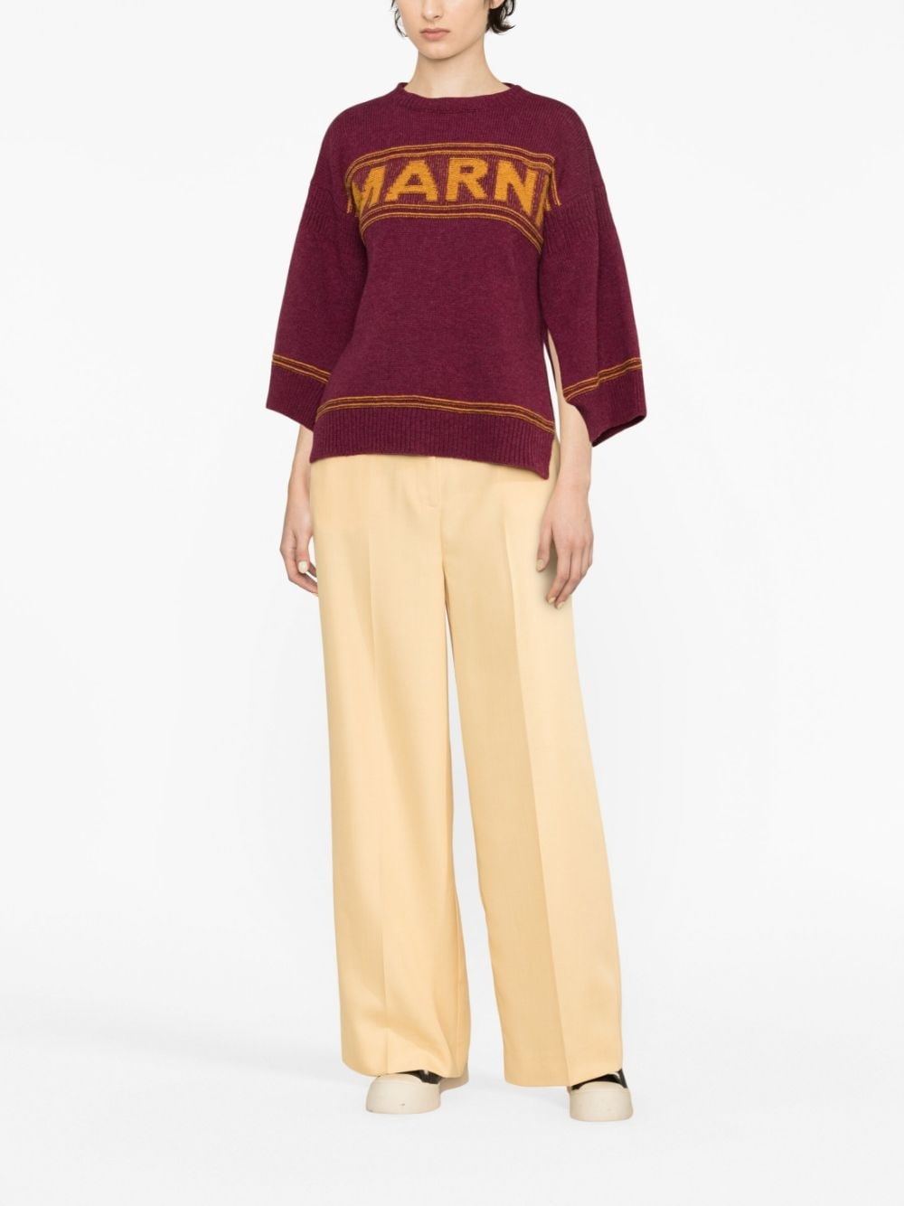 intarsia-logo virgin-wool sweater - 2