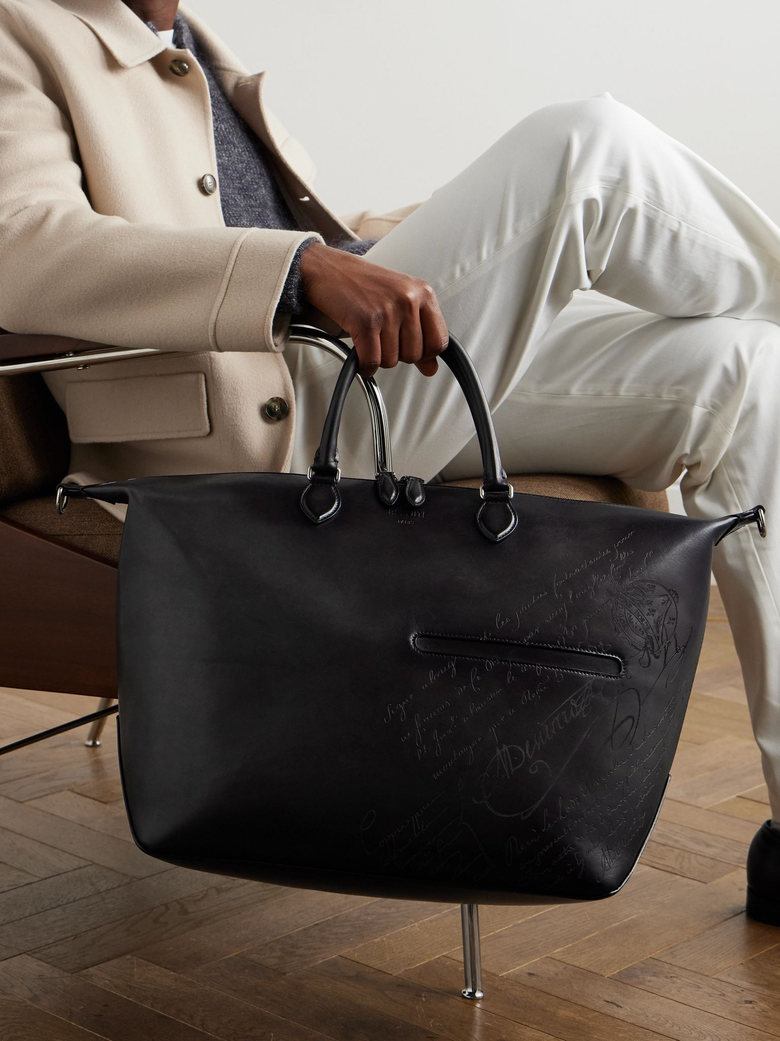 Toujours Scritto Venezia Leather Weekend Bag Black - 2