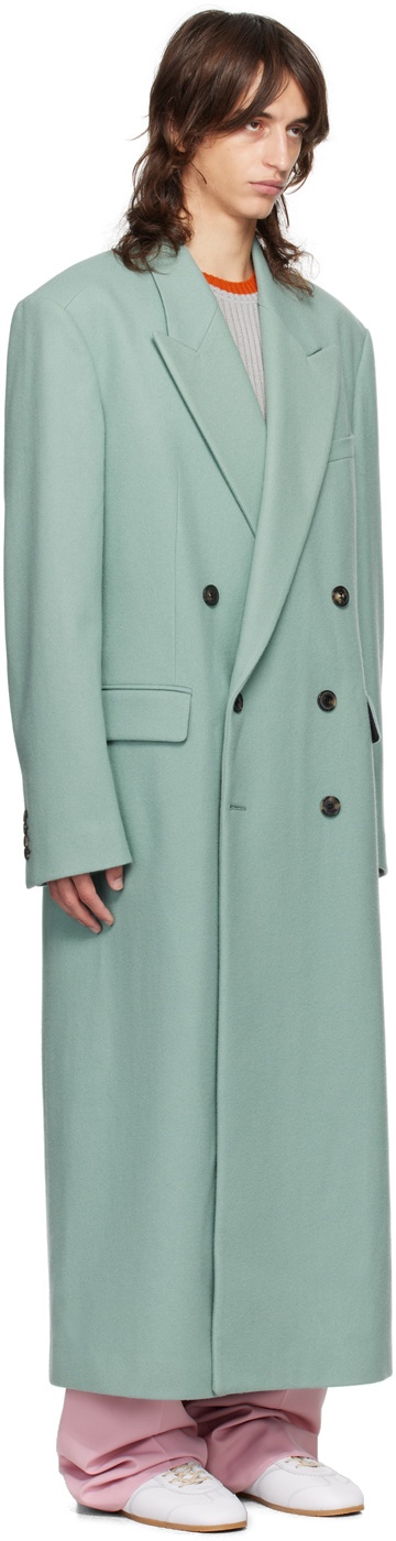 Blue Double-Breasted Coat - 2