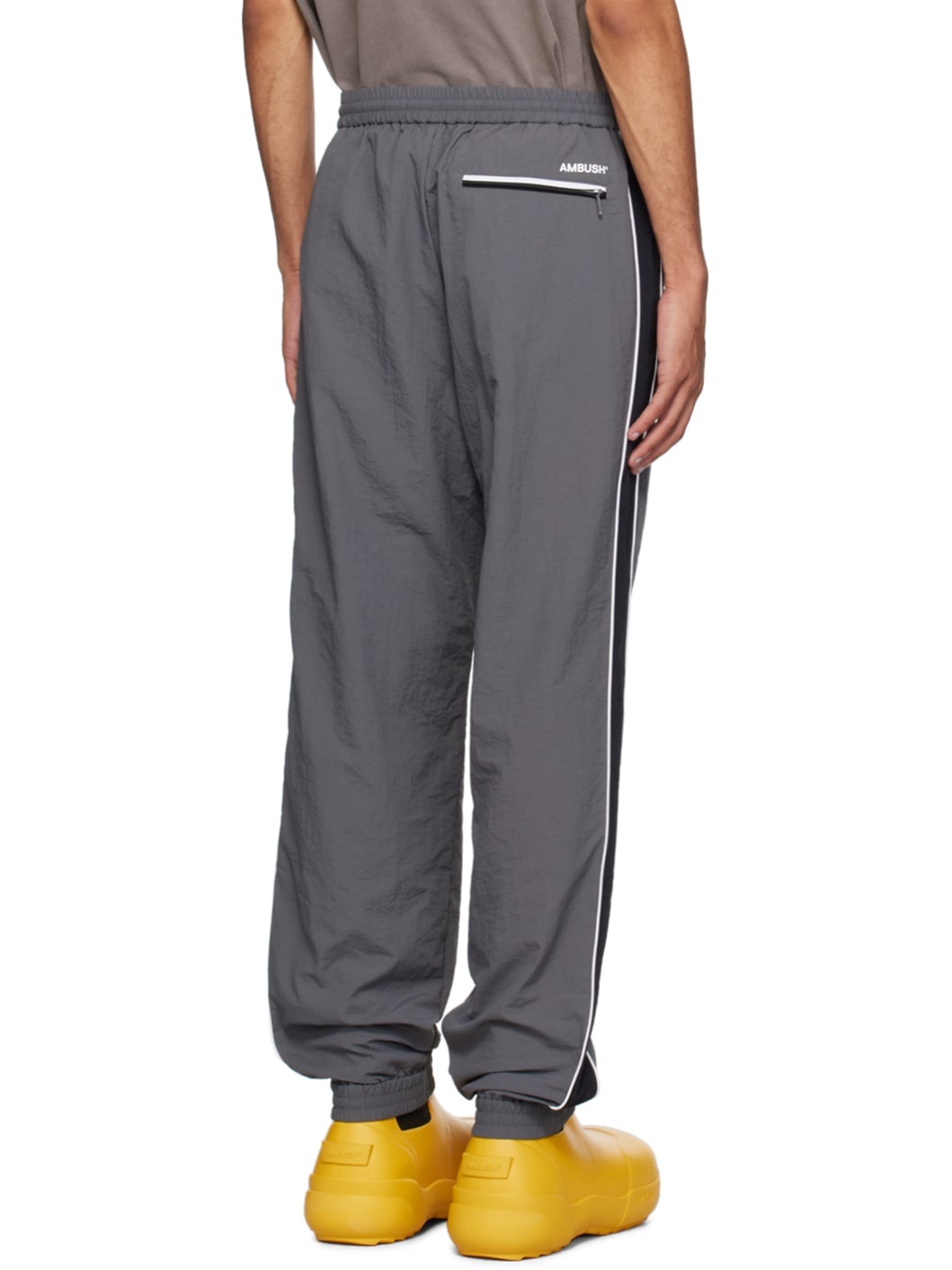 Gray Elastic Waistband Track Pants - 3