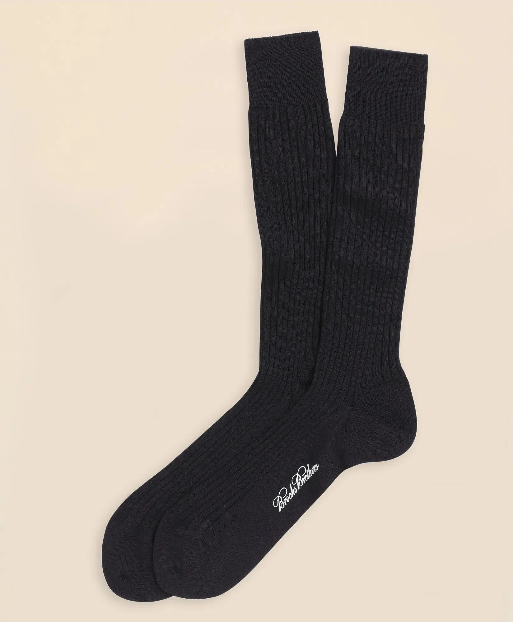 Merino Wool Ribbed Crew Socks - 1