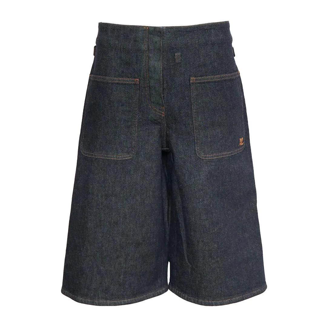 Denim Back Panel Bermuda Shorts - 1