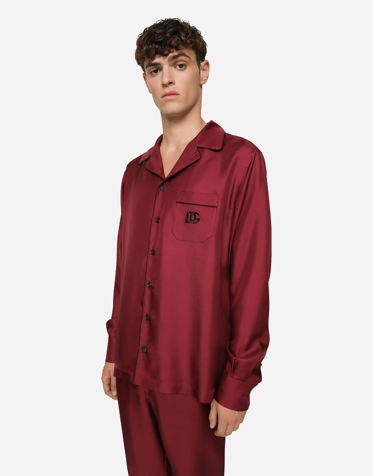 Silk shirt with DG logo-embroidered patch - 4