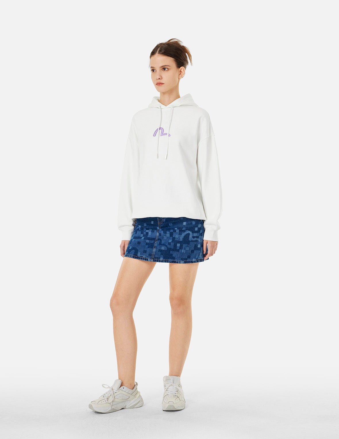 Logo and Fortune Cat Daicock Print Oversized Hoodie - 4