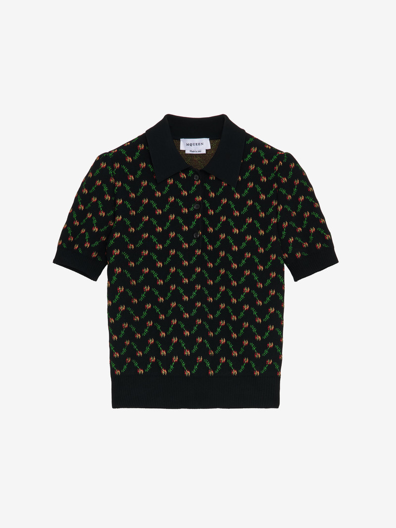 Flower Jacquard Polo Shirt 1