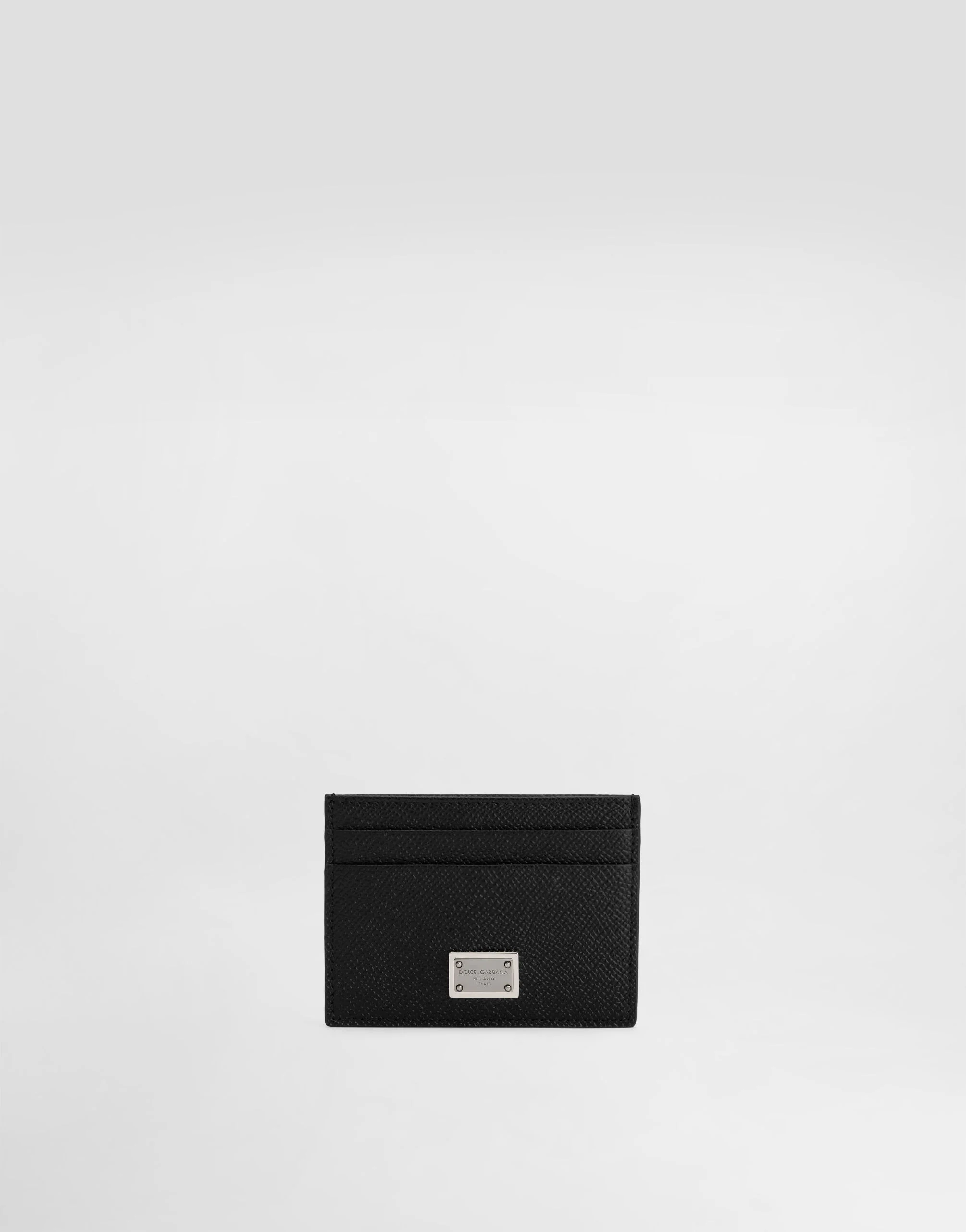 Calfskin card holder with branded plate - 1