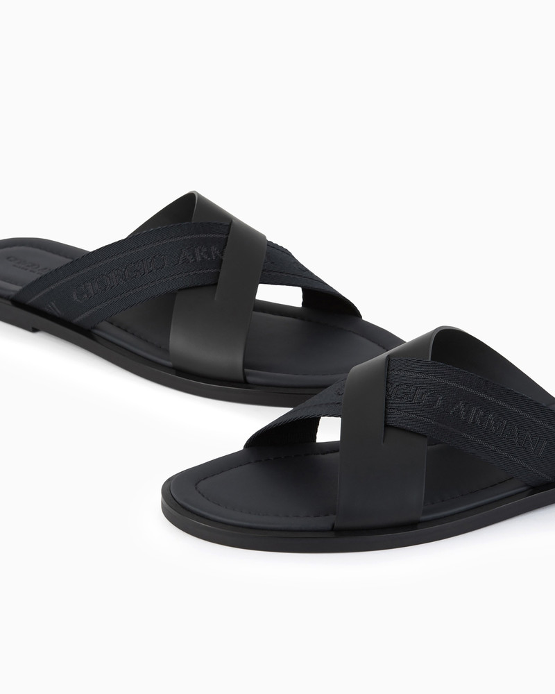 LEATHER CROSS SANDALS WITH TWO-TONED TAPE 3