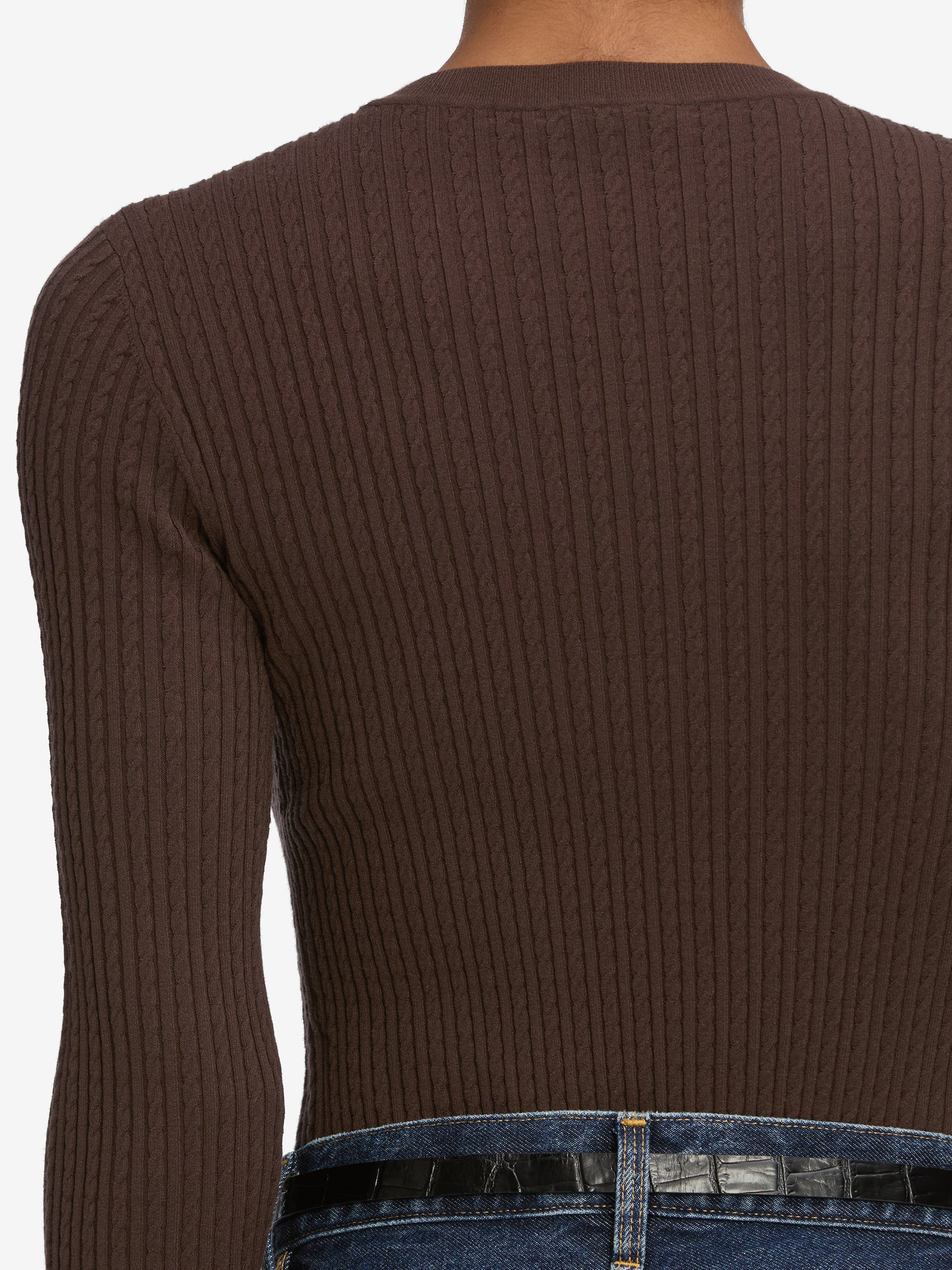 The Fine Cable Sweater in Coffee - 3
