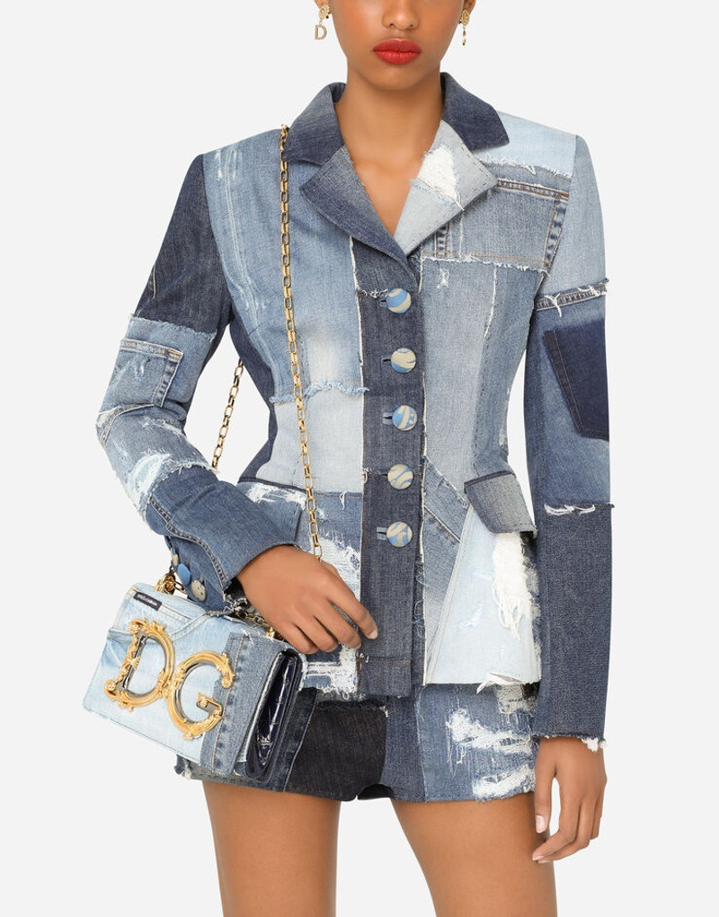 Dolce & Gabbana DG Girls clutch in patchwork denim and plain calfskin outlook