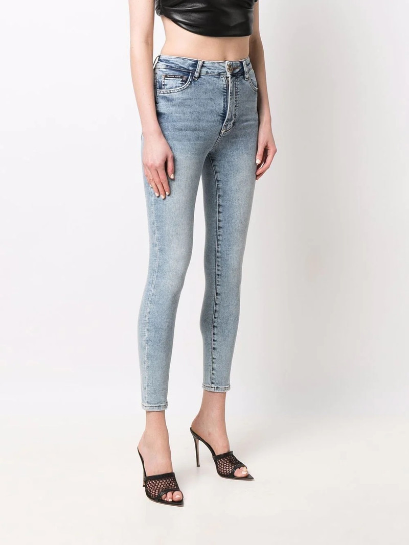 Skull embroidery skinny jeans 3