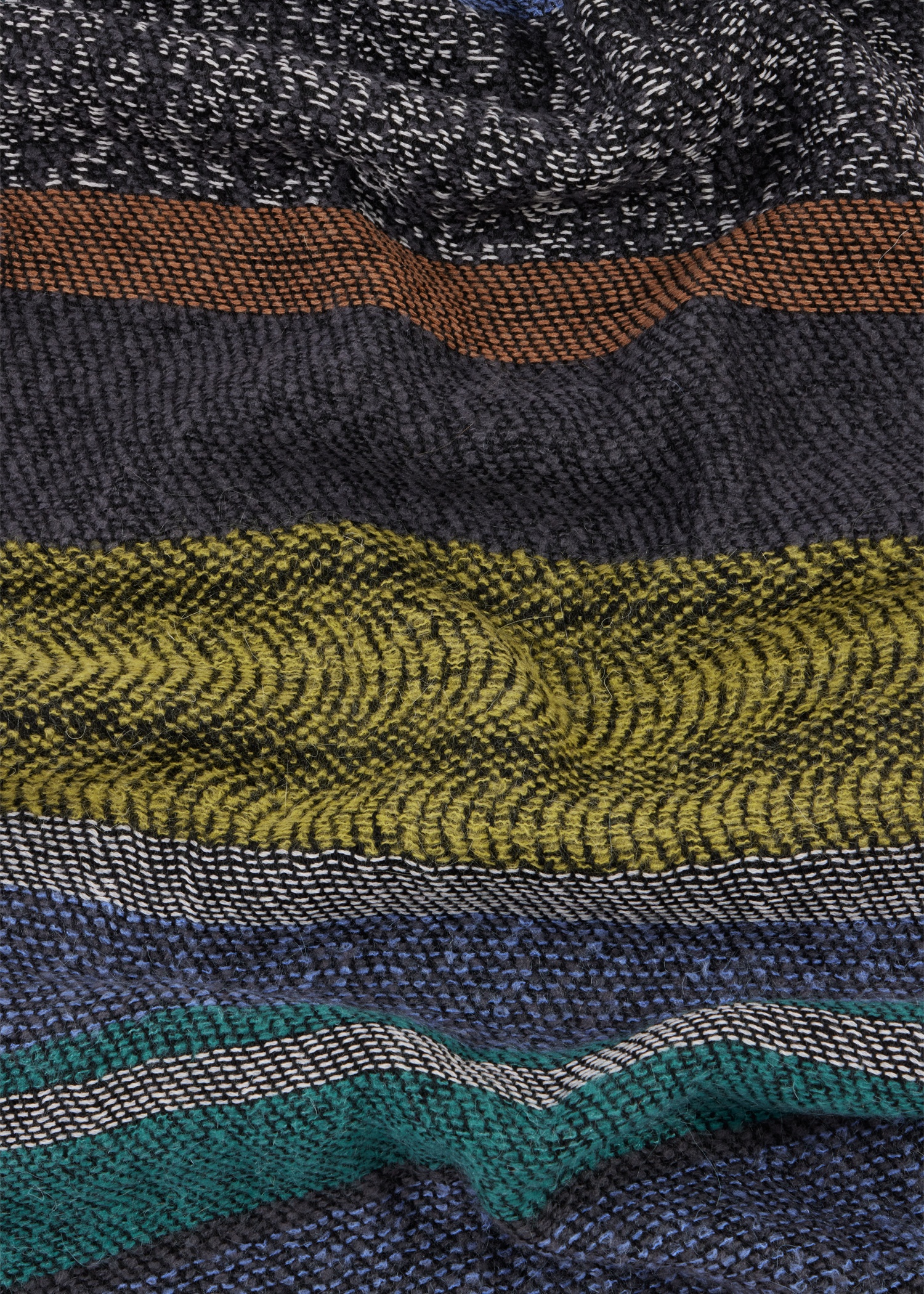 Green Mohair-Blend 'Mixed Stripe' Scarf - 3