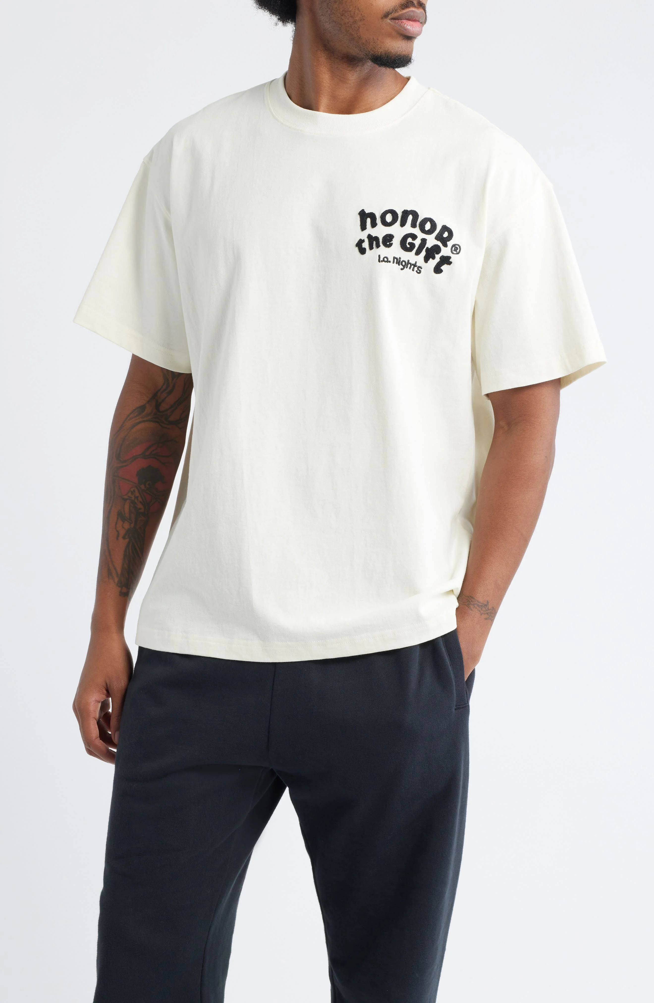 HONOR THE GIFT LA Nights Chain Stitch T-Shirt in Bone at Nordstrom - 1