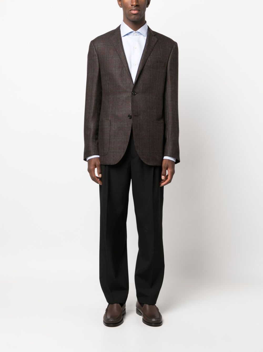 check-pattern cashmere blazer - 2