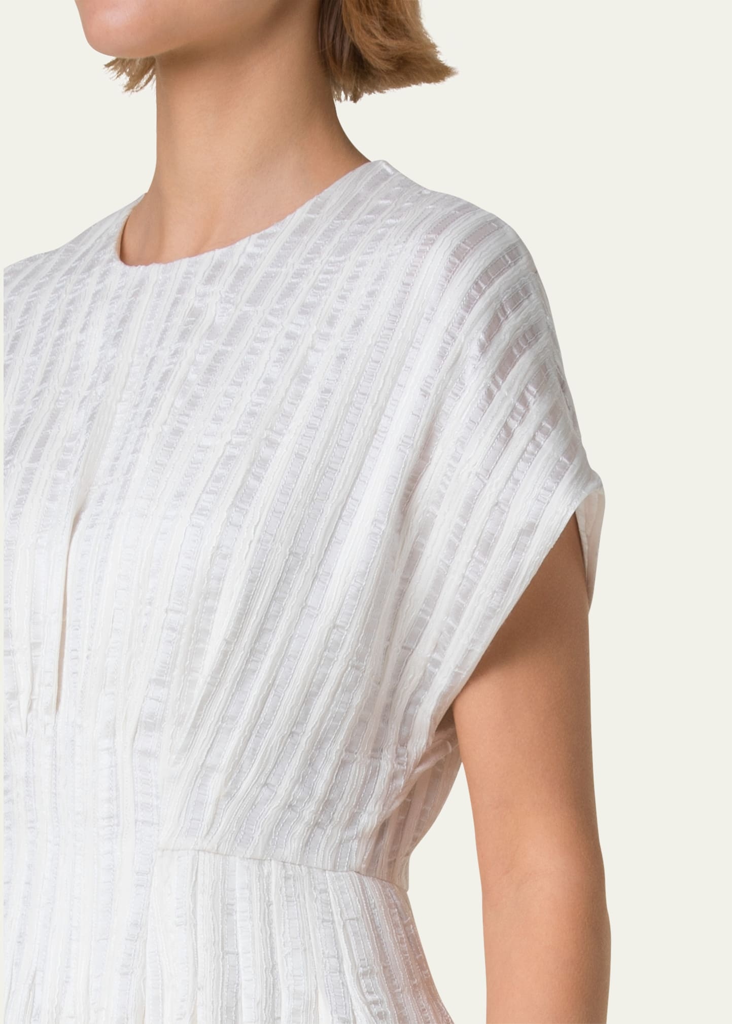 Textured Silk Bubble-Hem Mini Dress - 5