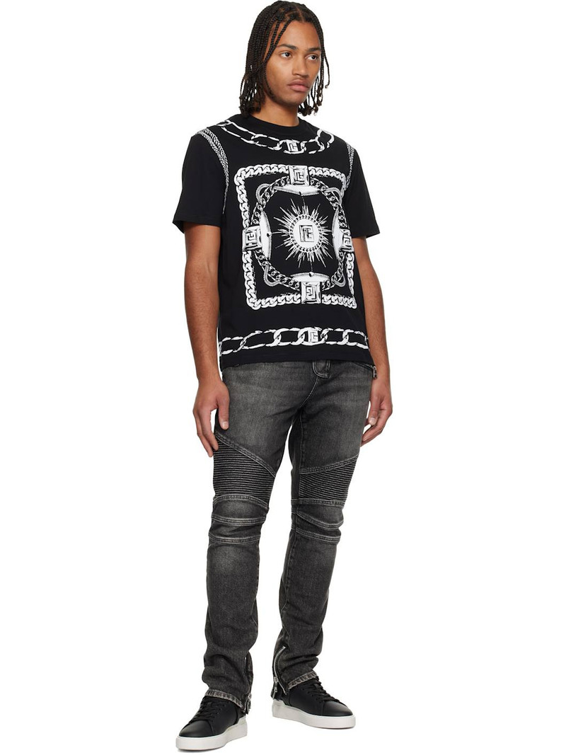 Balmain Black Foulard Print T-shirt outlook