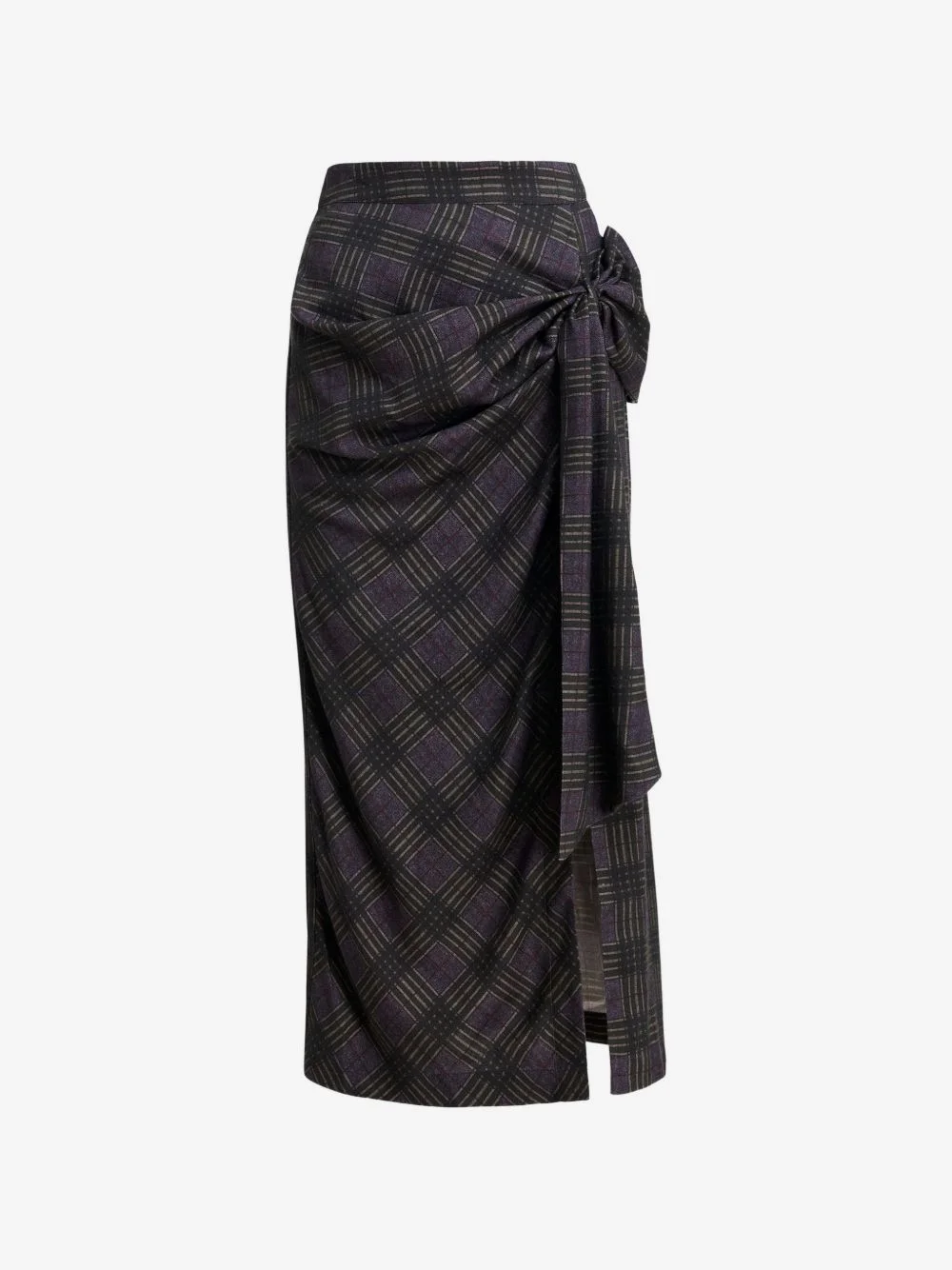 checked draped maxi skirt - 1