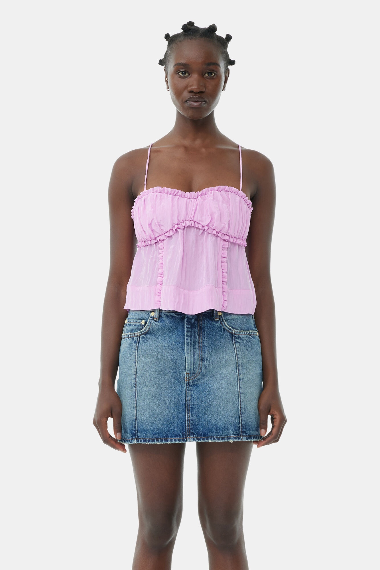 PINK SHINY TECH STRAP TOP - 3