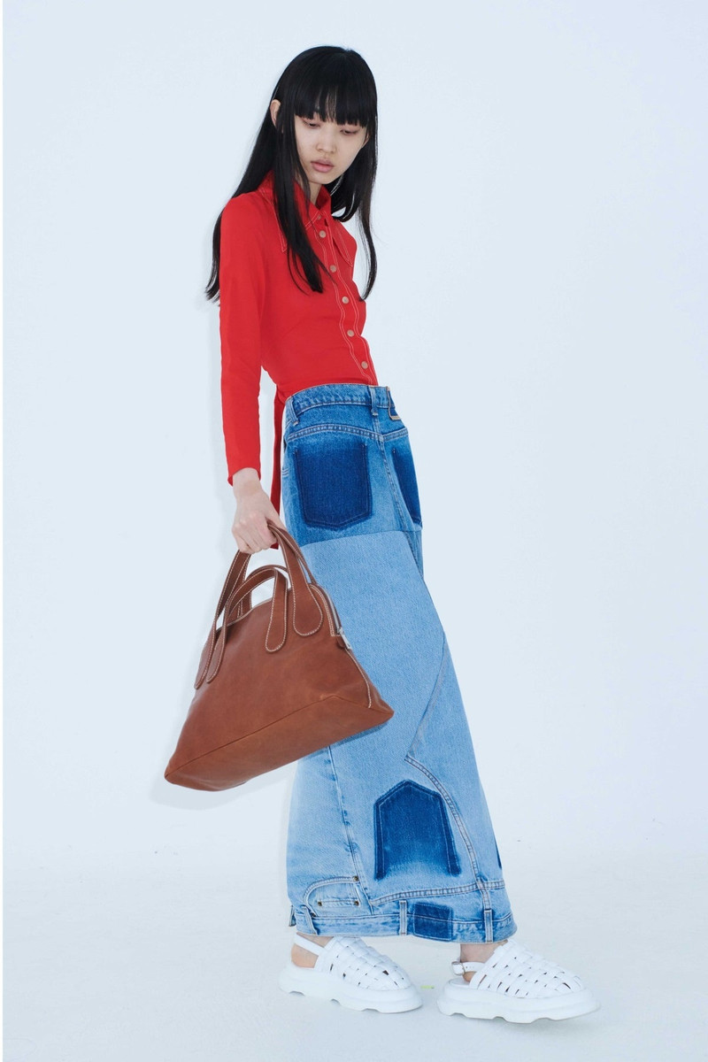 UPCYCLED DENIM MIRROR EFFECT SKIRT BLUE DENIM 6