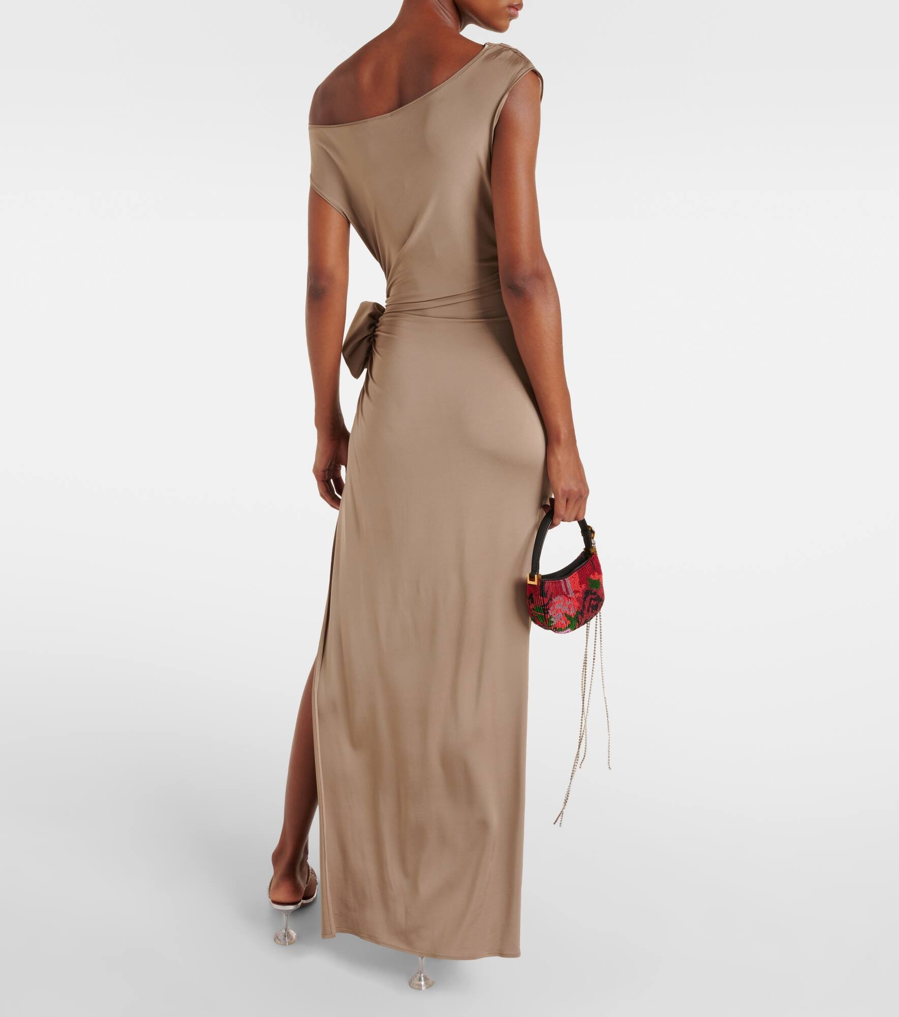 Floral-appliqué jersey midi dress - 3