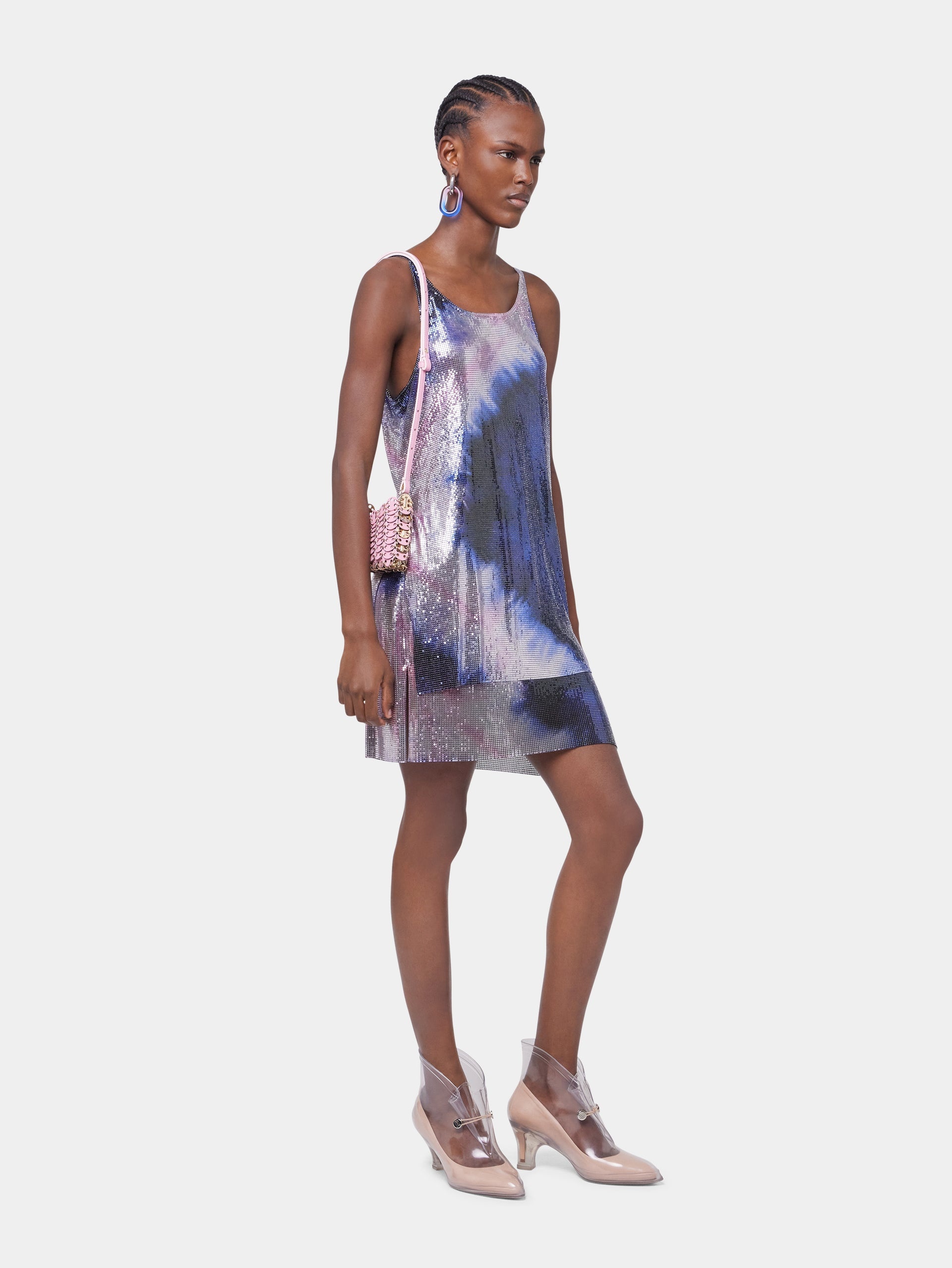 TIE-DYE BLUE TANK TOP IN PRINTED MESH - 4