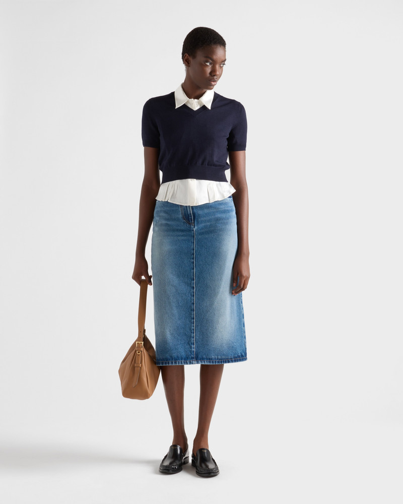 Prada Flared denim skirt outlook