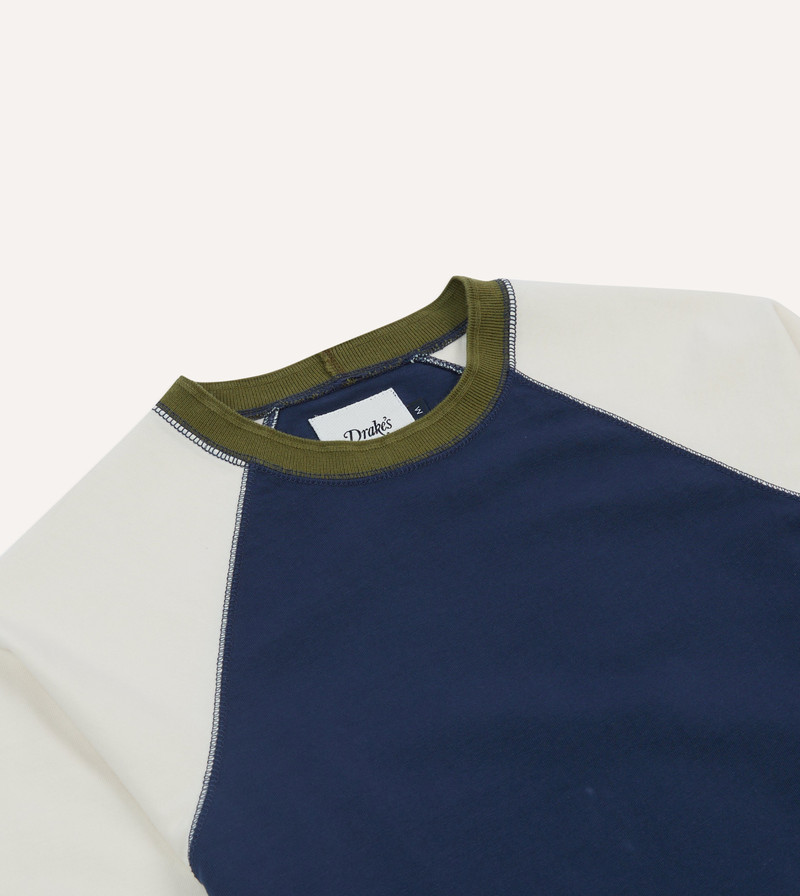 Navy and Ecru Long Sleeve Raglan T-Shirt 3