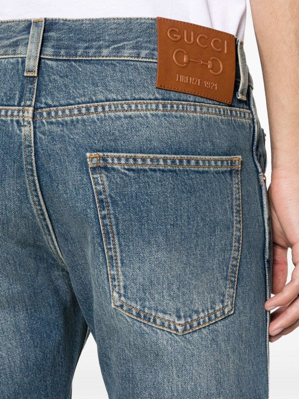 tapered-leg stonewashed jeans - 5