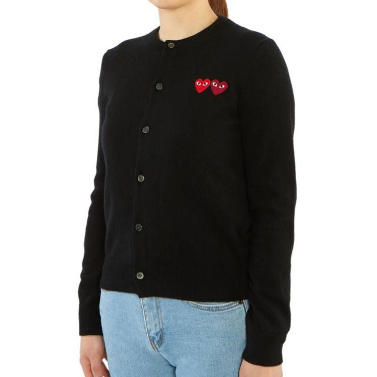 (WMNS) COMME des GARCONS PLAY Cardigan With Double Emblems 'Black' AZ-N057-051-1 - 4