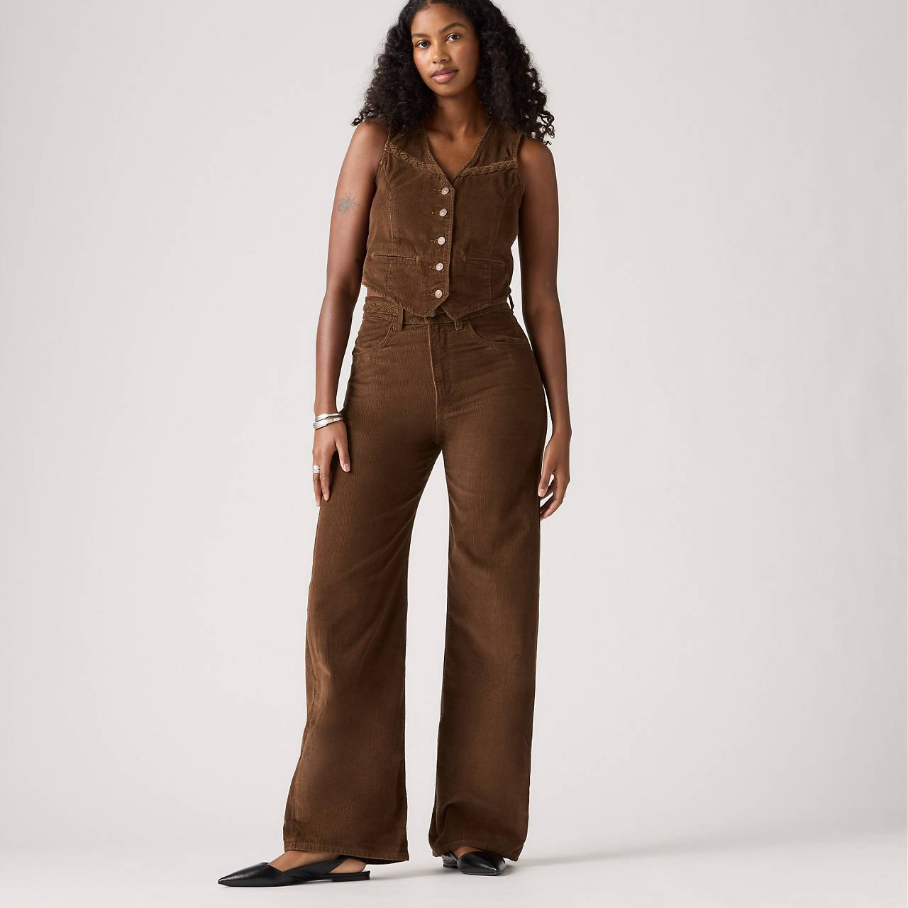 RIBCAGE WIDE LEG BRAIDED WOMEN'S JEANS - 3