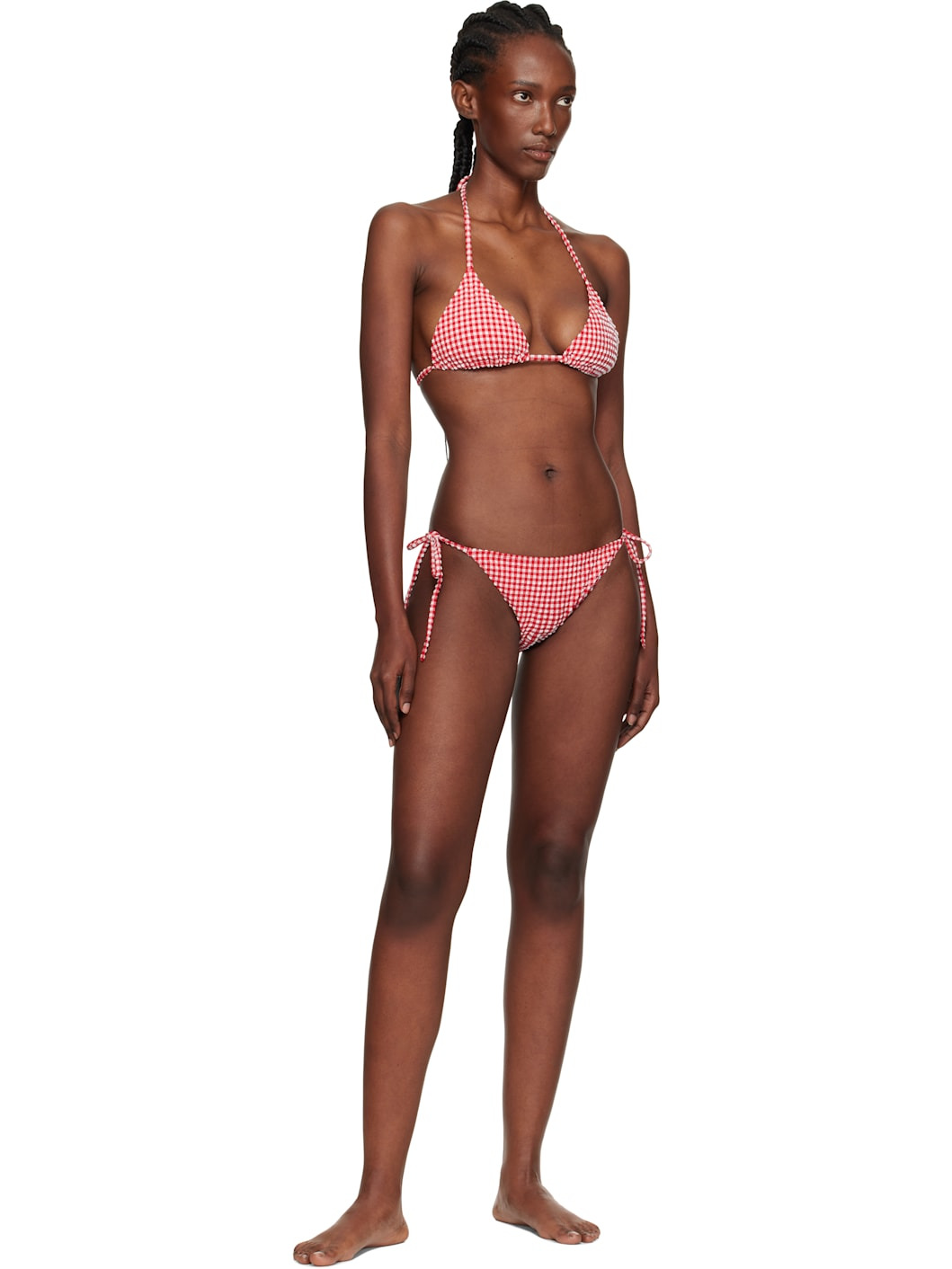 Red & White Gingham Seersucker Sabrina Bikini - 4