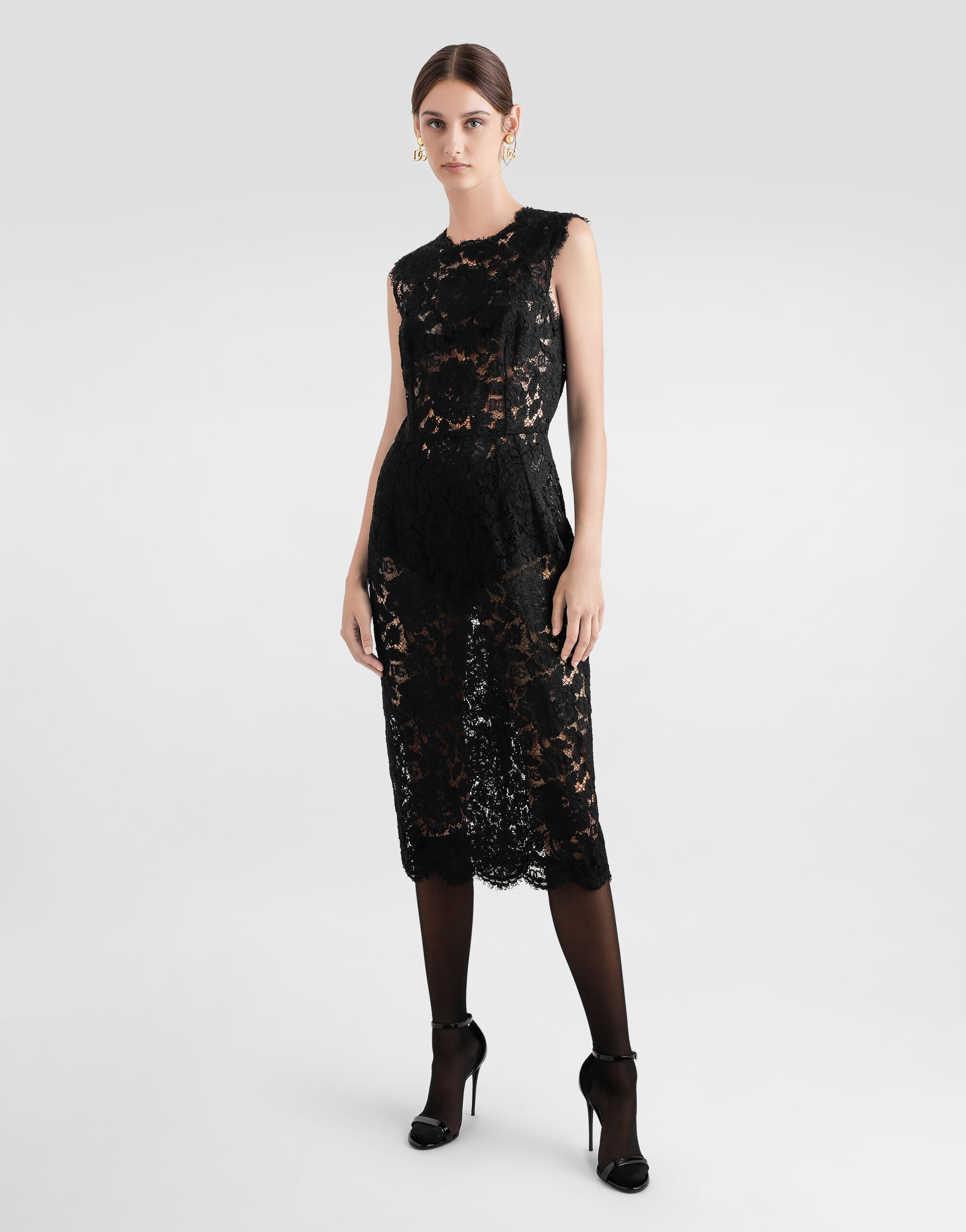 Branded stretch lace calf-length dress - 2