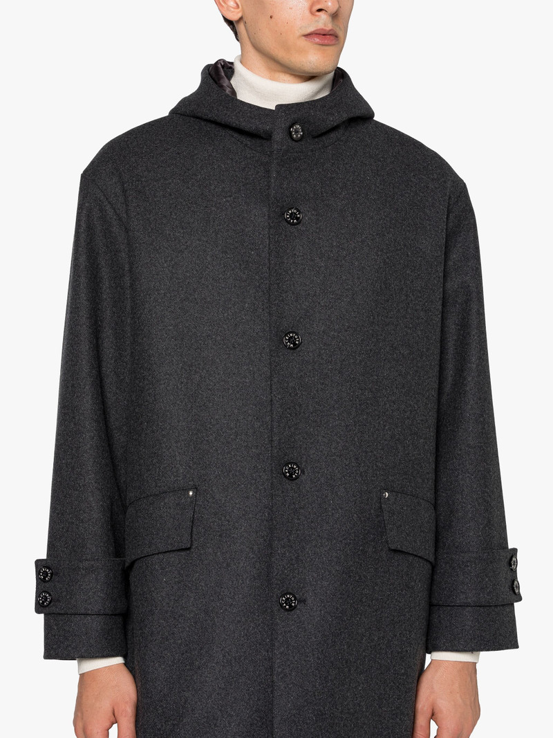 HUMBIE HOOD CHARCOAL WOOL OVERCOAT 6