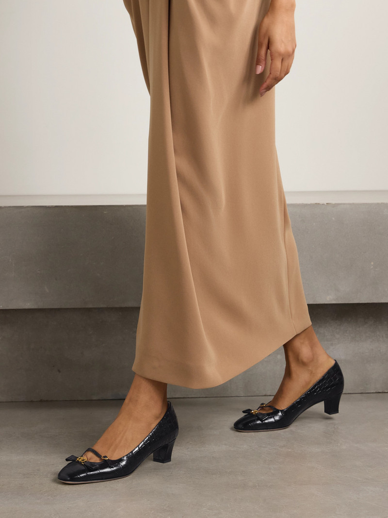 Valentino Bowow Décolleté 45 Embellished Croc-effect Leather Pumps outlook