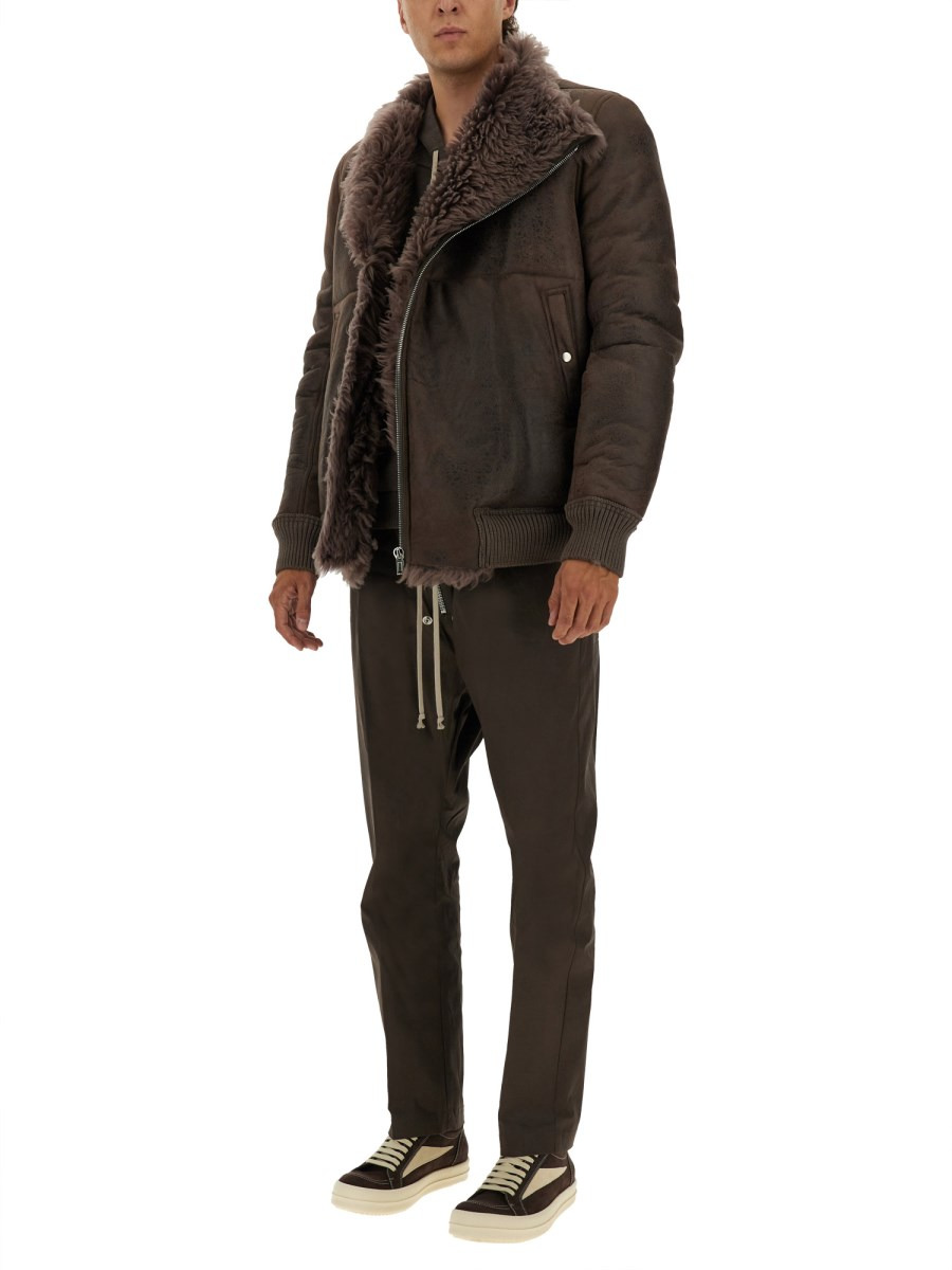 LEATHER BOMBER JACKET WITH ASYMMETRICAL ZIPPER - 2
