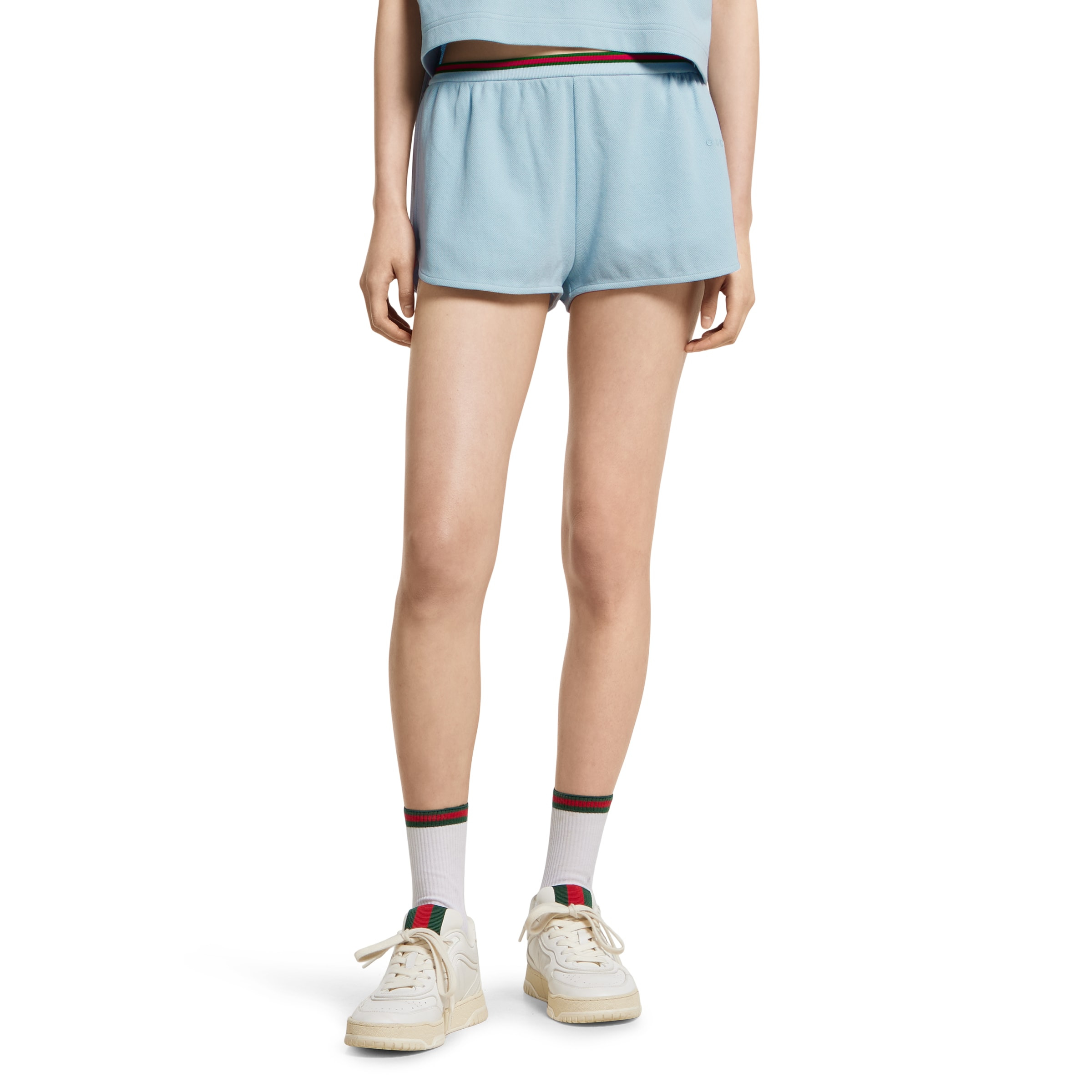 Cotton piquet shorts with Web - 3