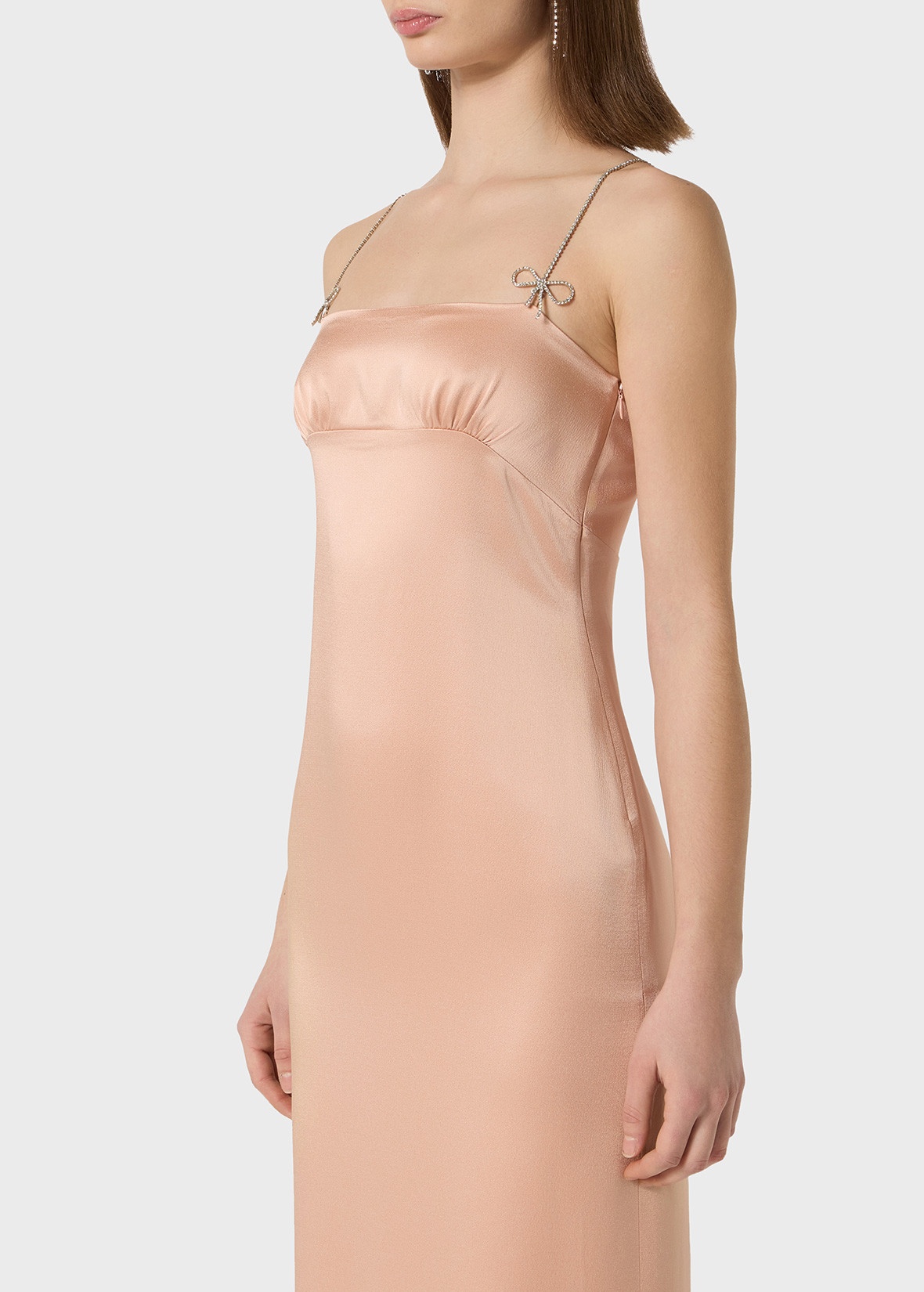 MIDI DRESS IN SATIN WITH RHINESTONE DETAILS - 5