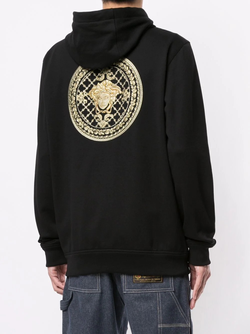 embroidered Medusa zip-up hoodie  - 4