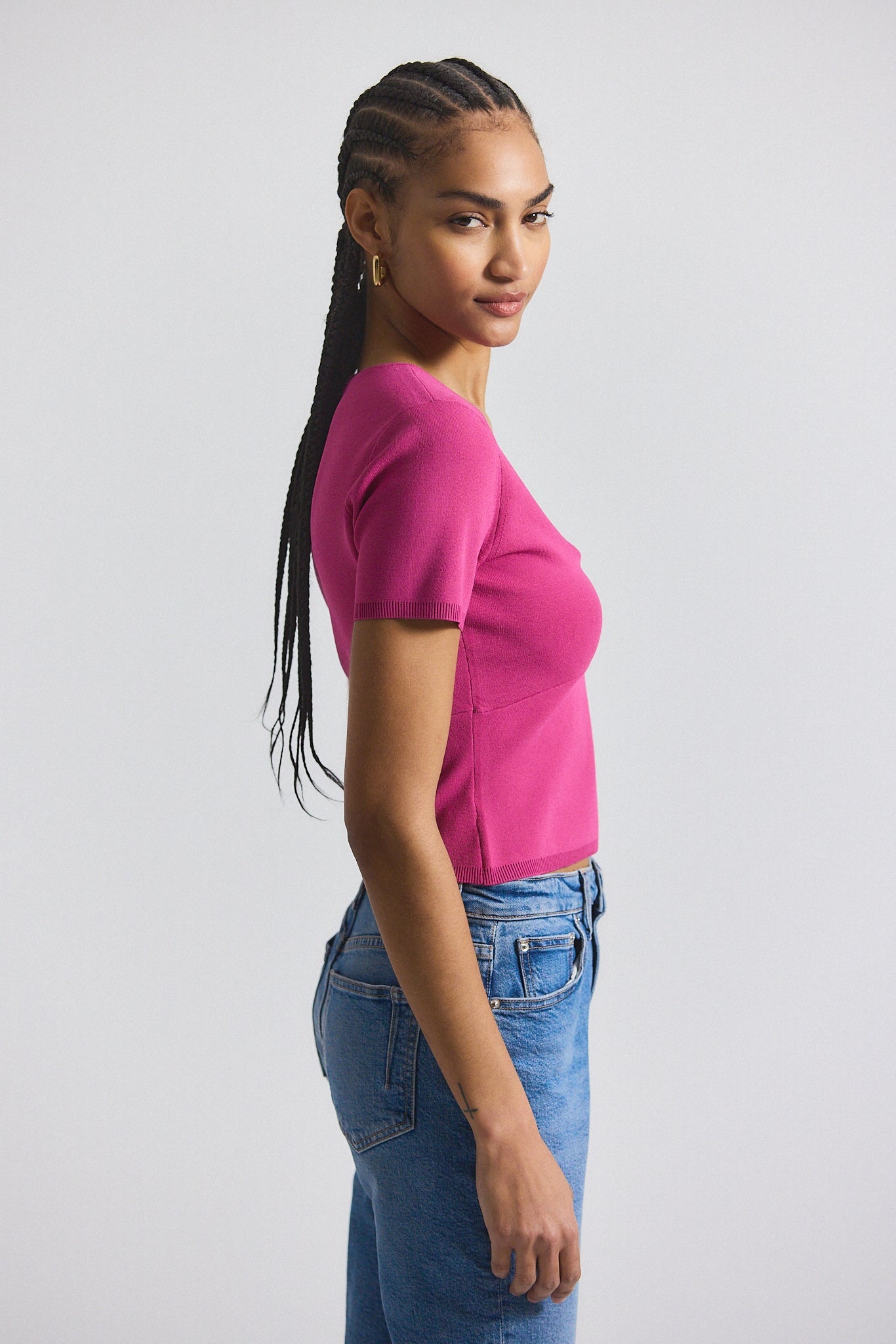 BELLE VISCOSE COMPACT KNIT TWIST FRONT SWEATER - 3