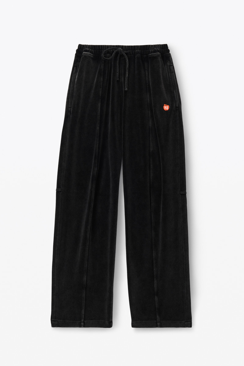 apple logo track pant in velour 1