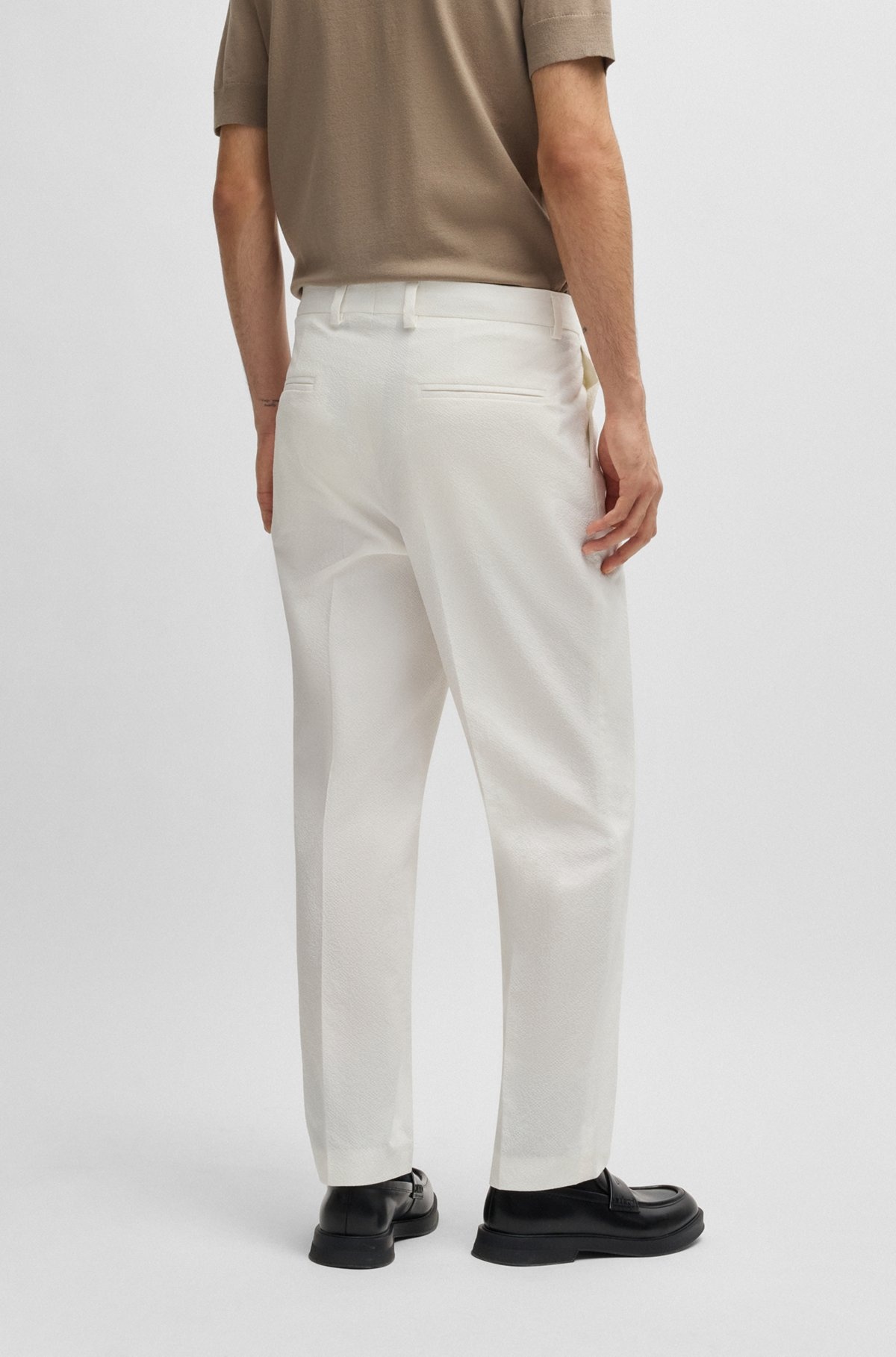 SLIM-FIT TROUSERS IN SEERSUCKER - 4
