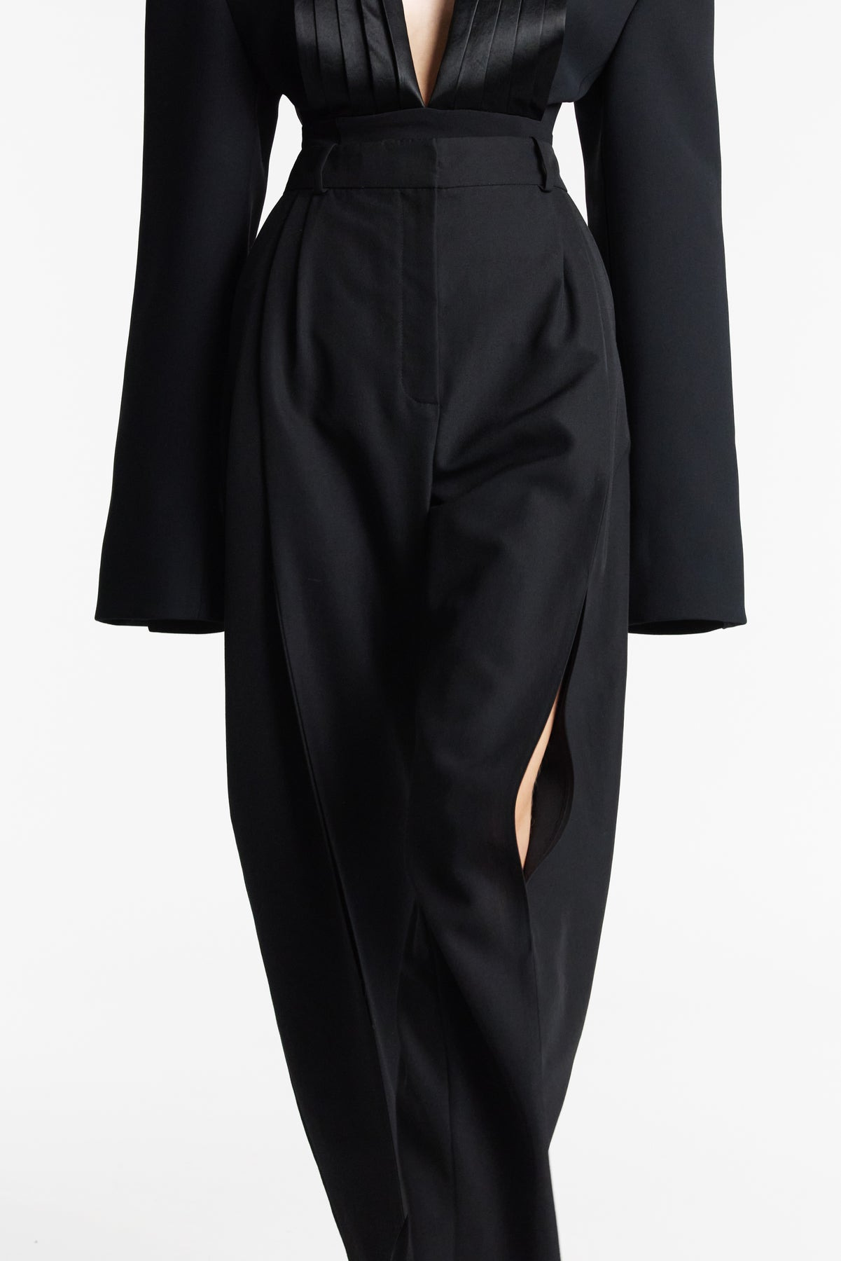 TROUSERS WITH VERTICAL KNEE SLITS BLACK - 6