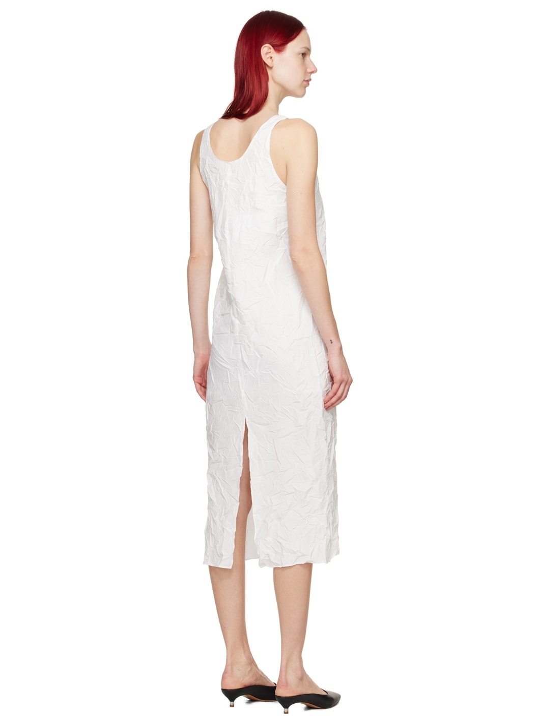 White Winkled Midi Dress - 3