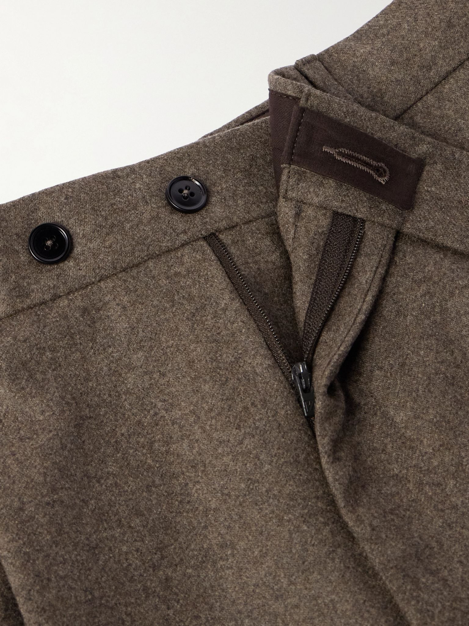 Straight-Leg Pleated Wool-Flannel Trousers Brown - 5