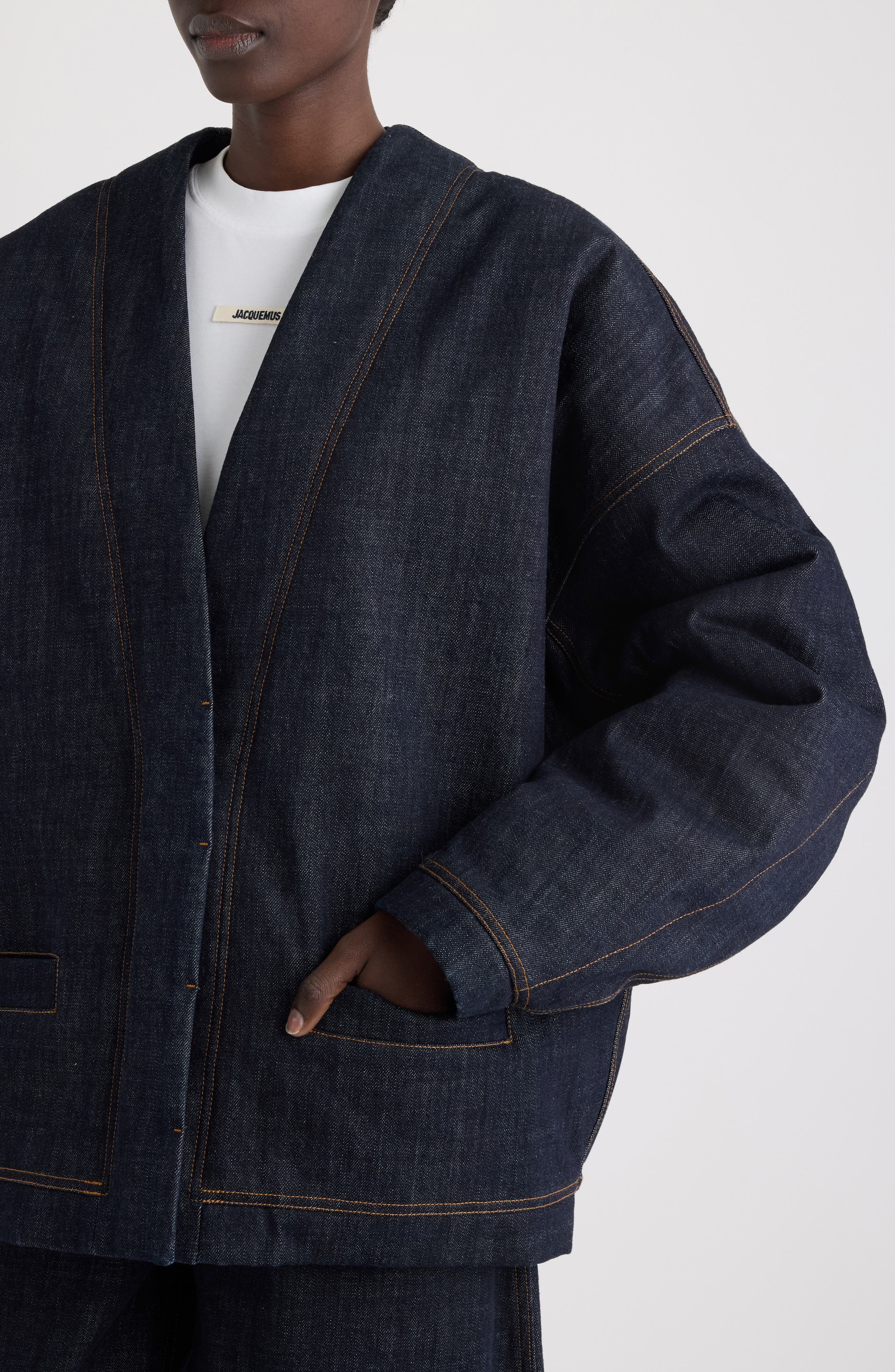 Jacquemus Le Cardigan de-Nîmes Oversize Denim Cardigan in Dark Navy at Nordstrom - 5