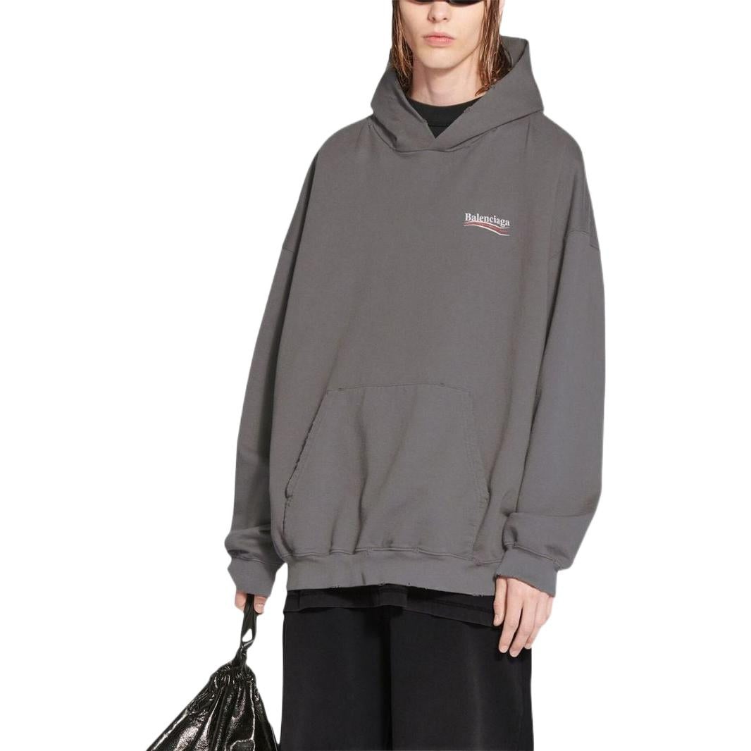 Balenciaga Political Campaign Large Fit Hoodie 'Grey' 620973TNVG6 - 3