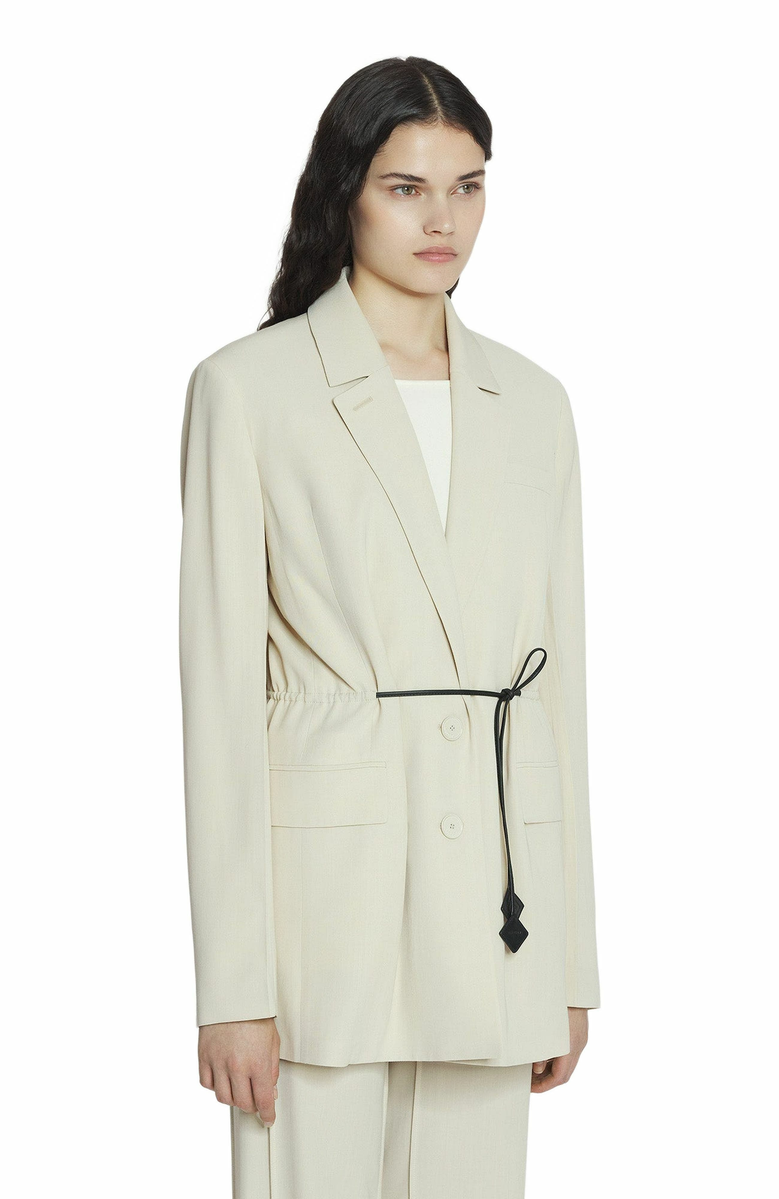 Lanvin Belted Wool Blend Jacket in Mastic at Nordstrom - 2