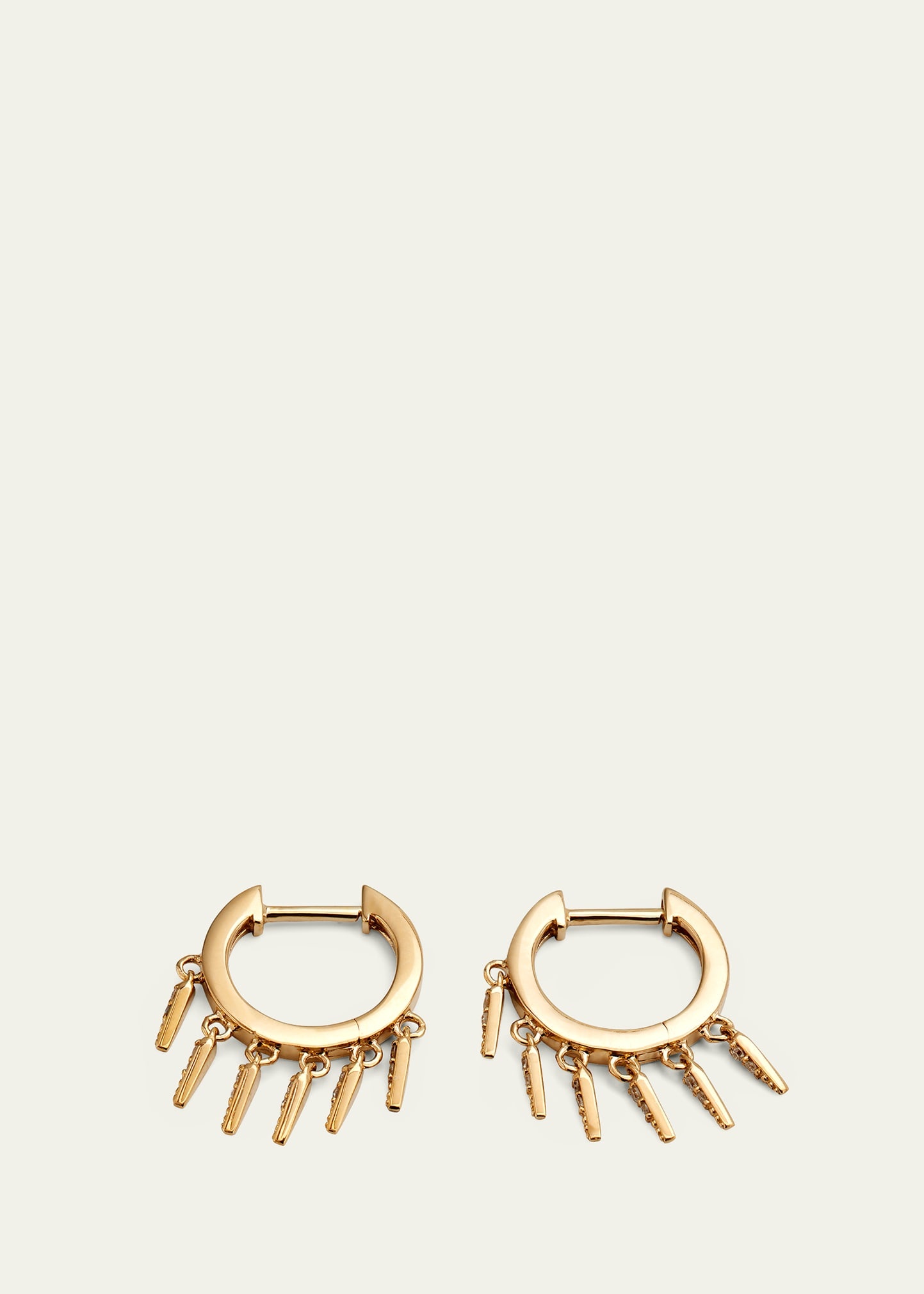 14k Diamond Fringe Huggie Hoop Earrings - 3