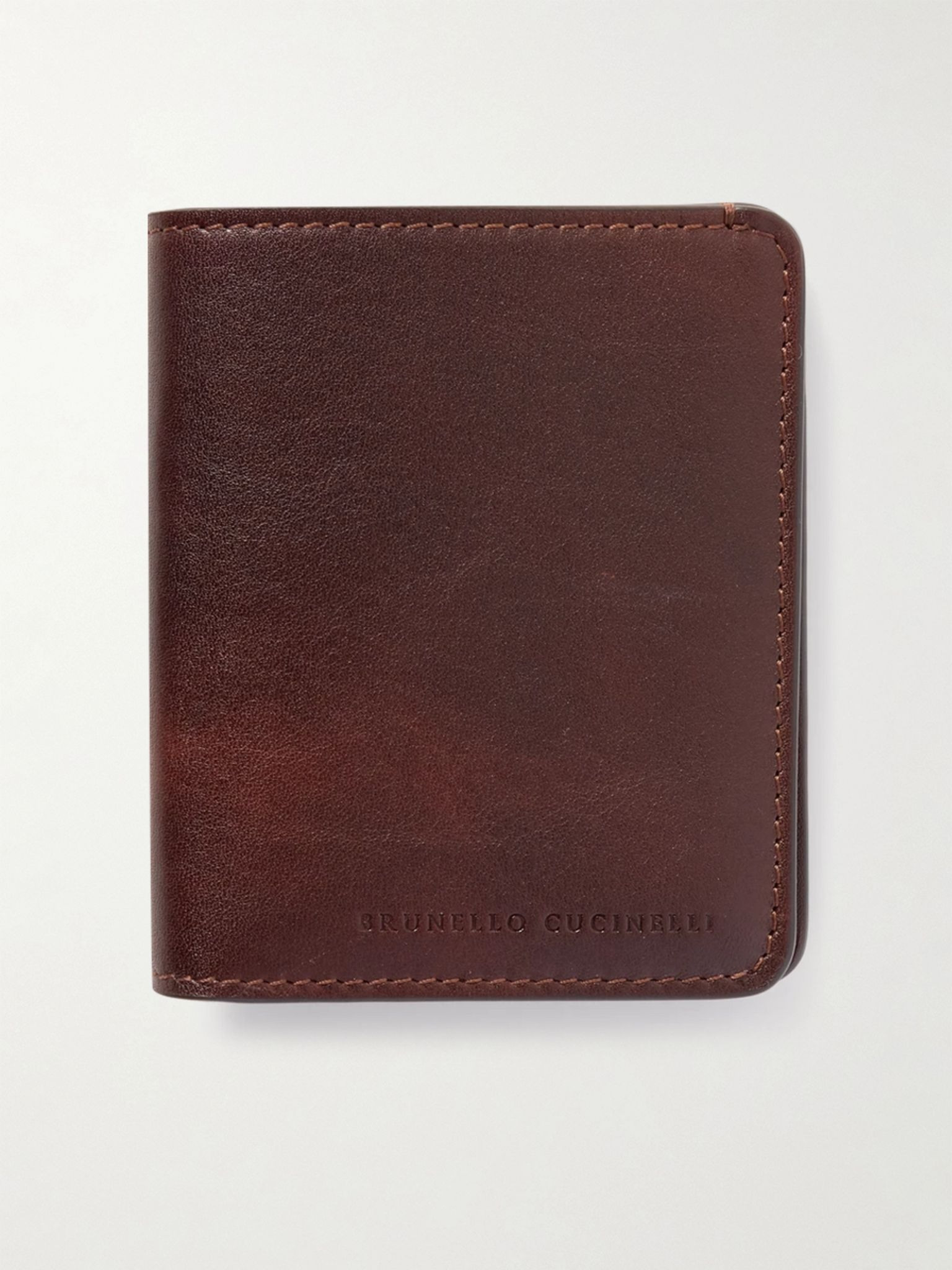 Logo-Debossed Leather Bifold Cardholder Burgundy - 1