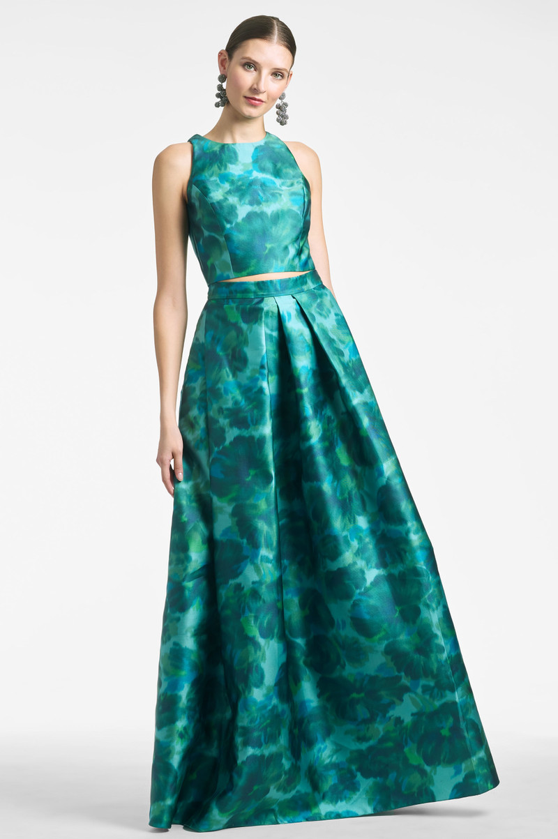 Lexie Top - Emerald Watercolor Floral 1