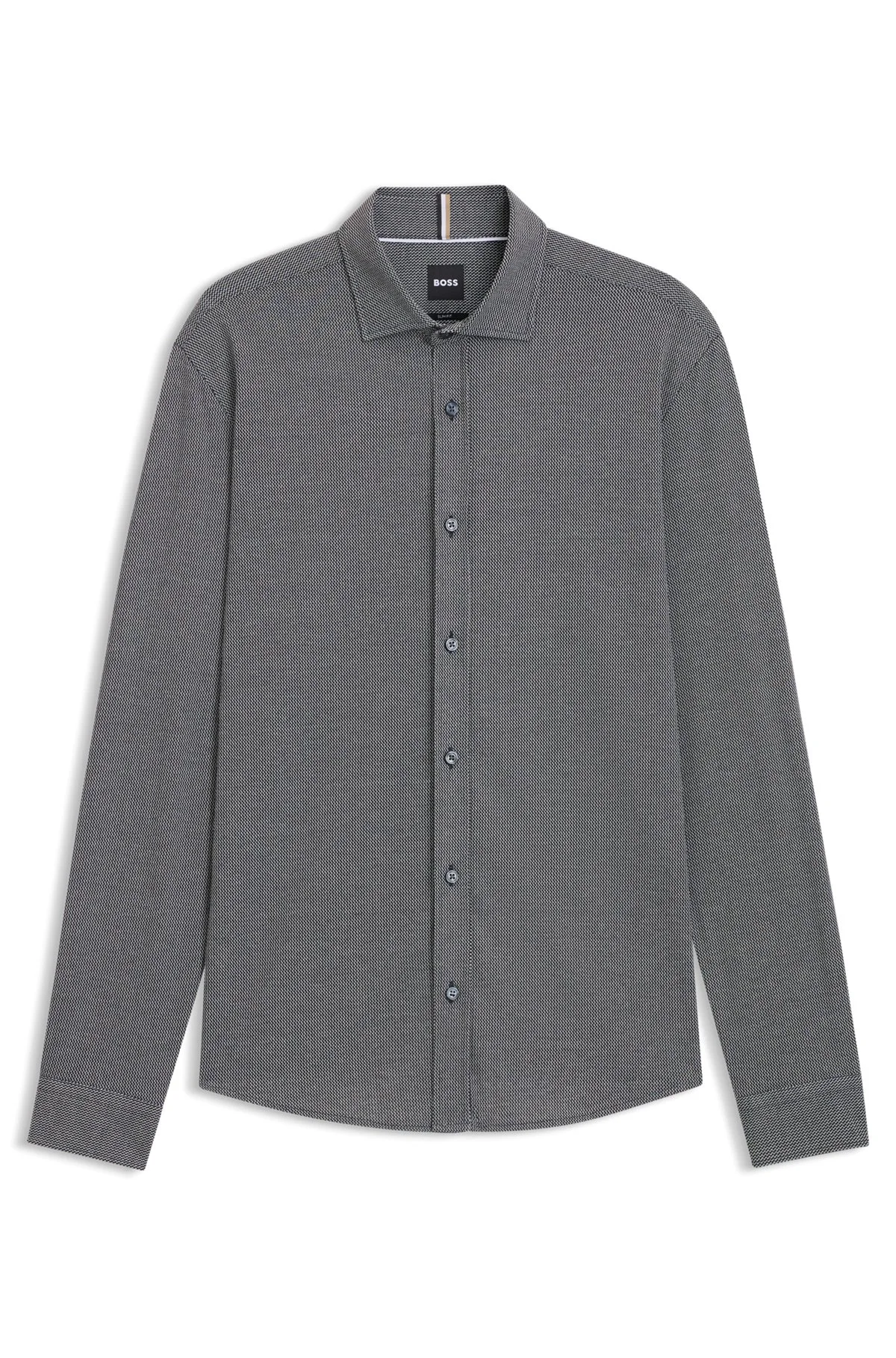 SLIM-FIT SHIRT IN COTTON-BLEND JACQUARD - 1